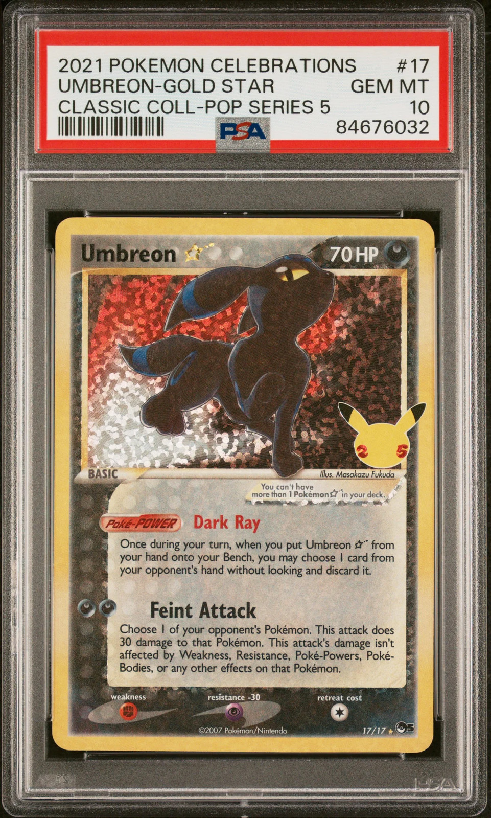 2021 Pokemon Celebrations Classic Collection Umbreon-Gold Star 17