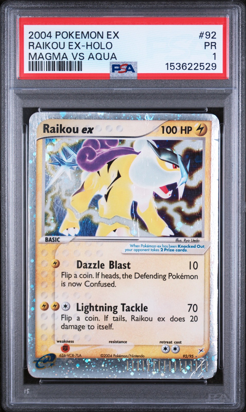 2004 Pokemon EX Team Magma VS Team Aqua Raikou EX-Holo 92