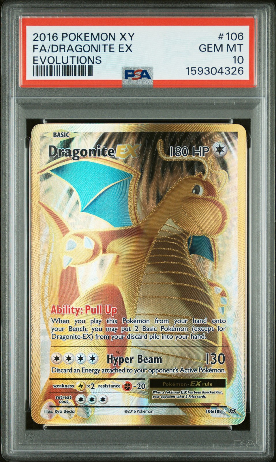 2016 Pokemon XY Evolutions Full Art/Dragonite EX 106