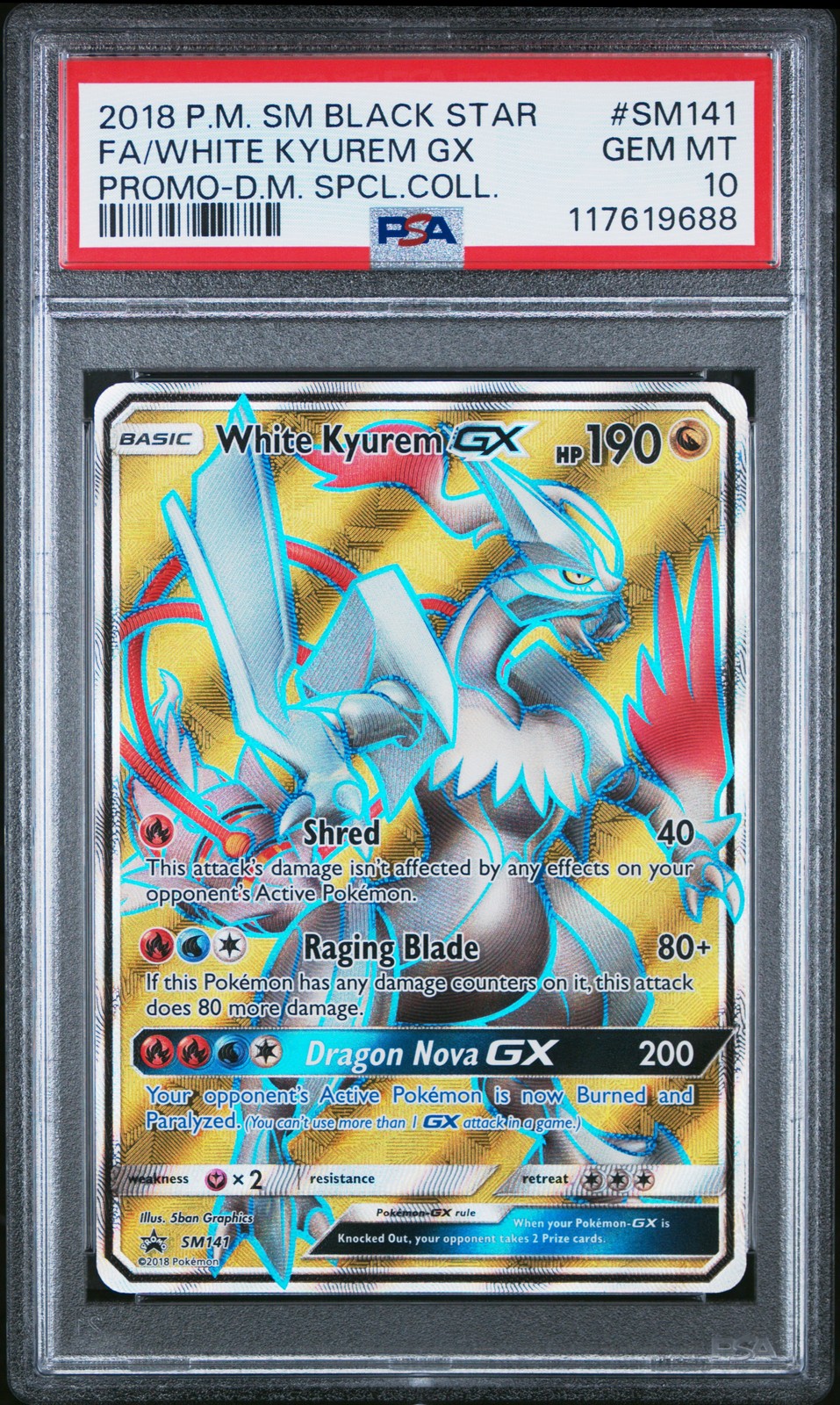 2018 Pokemon SM Black Star Promo Full Art/White Kyurem GX Dragon Majesty Special Collection SM141