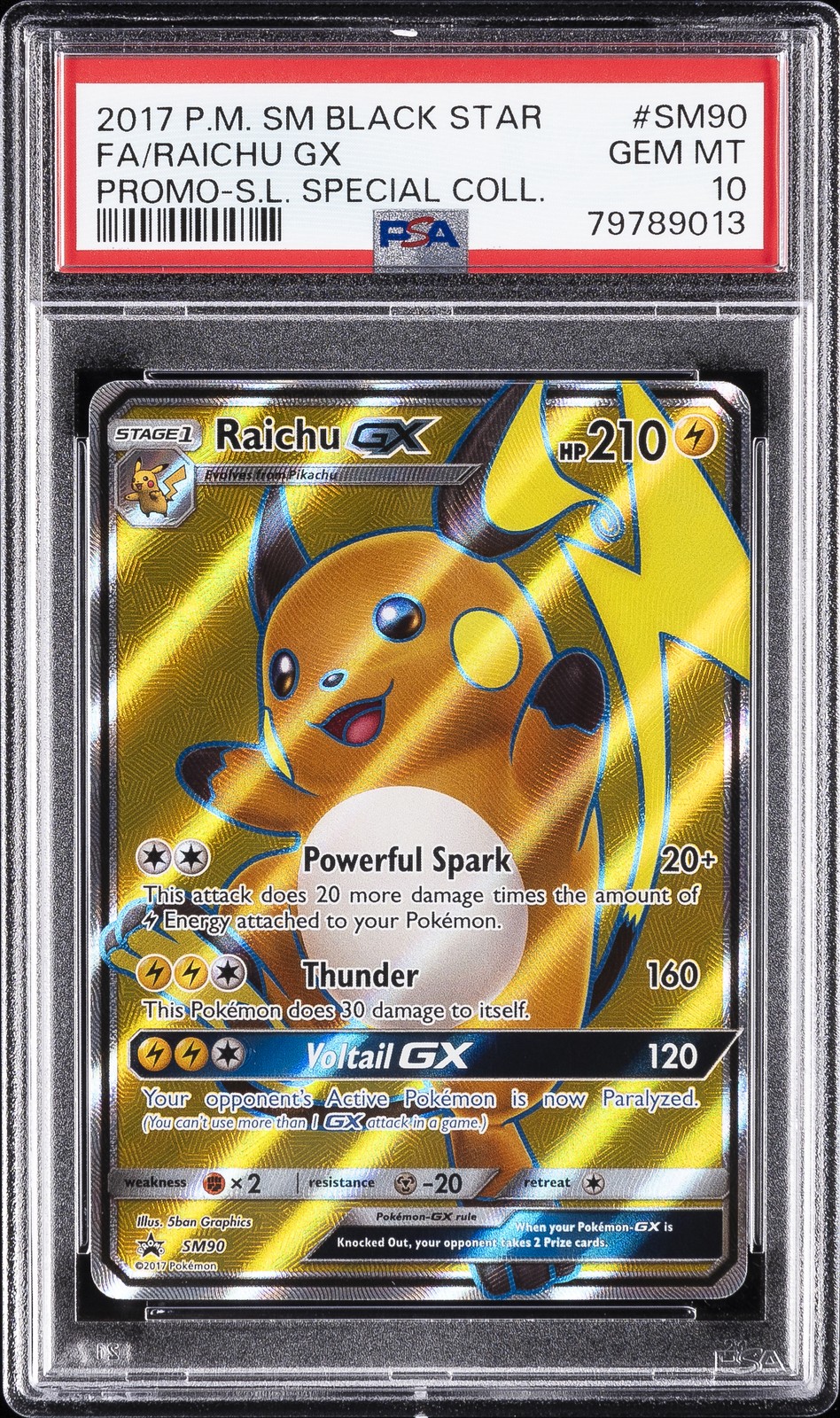 2017 Pokemon SM Black Star Promo Full Art/Raichu GX Shining Legends Special Collection SM90