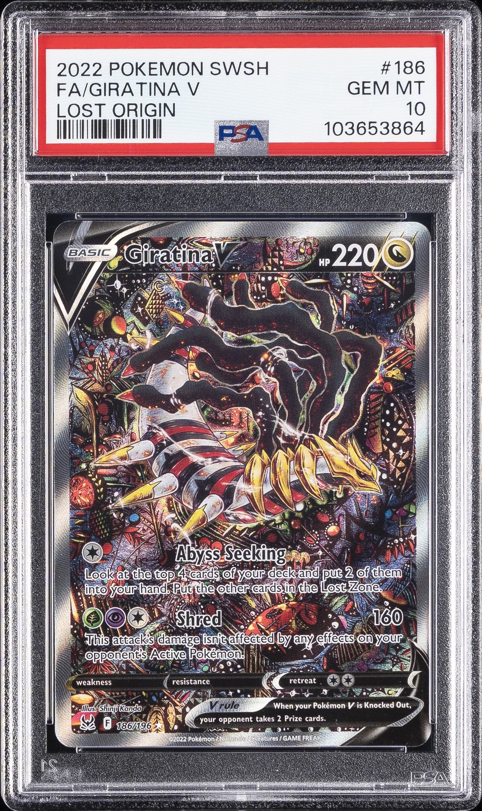 2022 Pokemon Sword & Shield Lost Origin Full Art/Giratina V 186