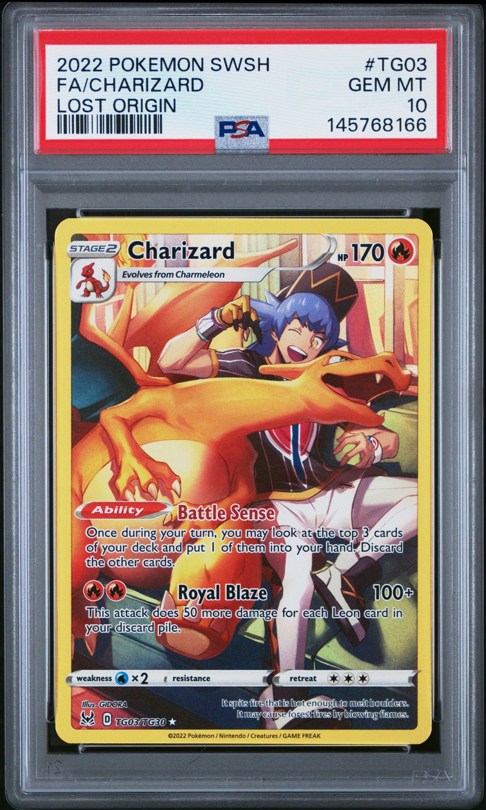2022 Pokemon Sword & Shield Lost Origin Full Art/Charizard TG03