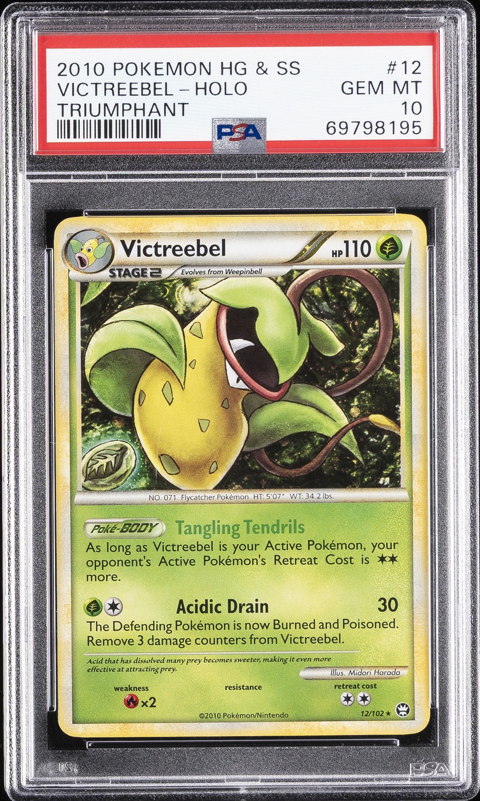 2010 Pokemon Heartgold & Soulsilver Triumphant Victreebel-Holo 12