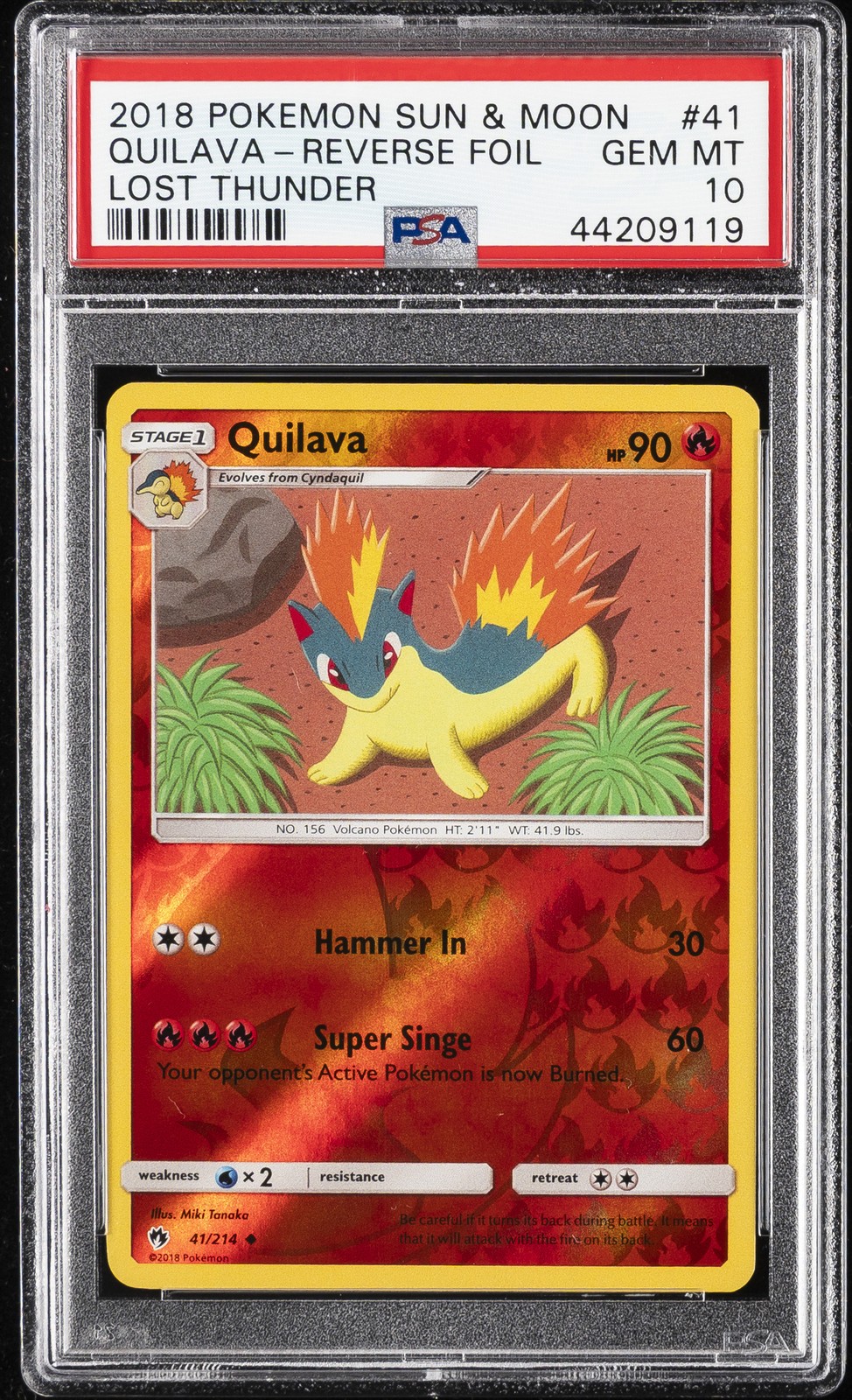 2018 Pokemon Sun & Moon Lost Thunder Quilava-Reverse Foil 41