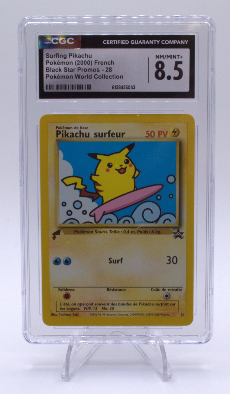 2000 Black Star Promos - WotC - French Surfing Pikachu (Pikachu Tail Stamp) Pokémon World Collection 28