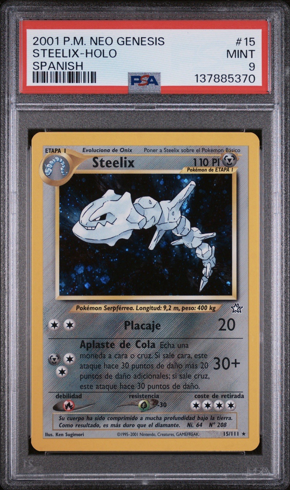 2001 Pokemon Spanish Neo Genesis Steelix-Holo 15