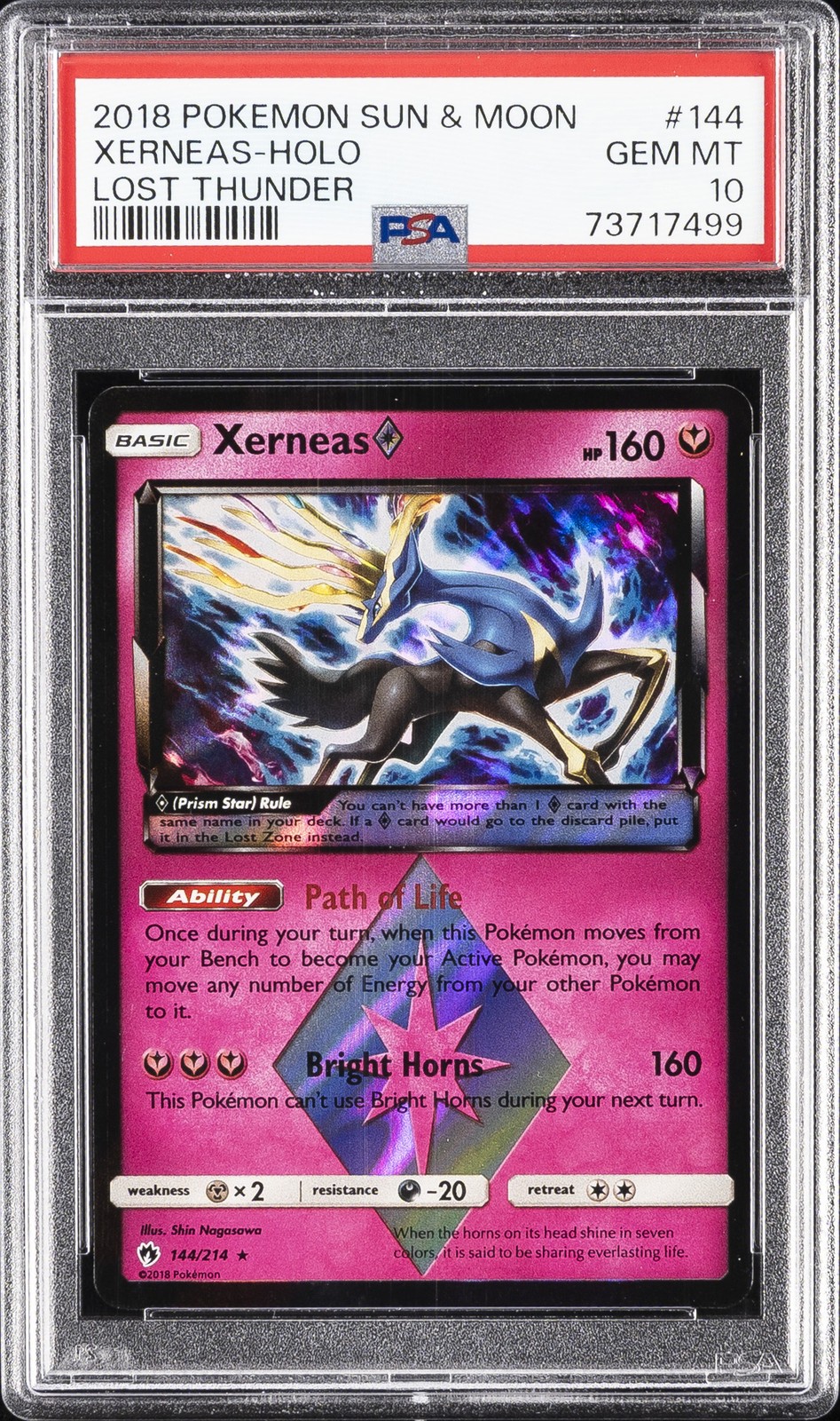 2018 Pokemon Sun & Moon Lost Thunder Xerneas-Holo 144
