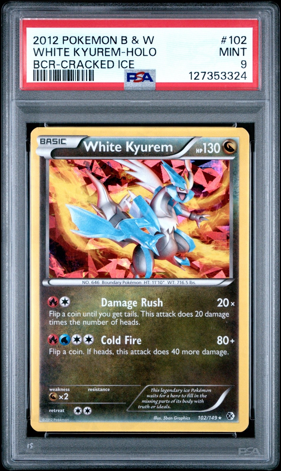 2012 Pokemon Black & White Boundaries Crossed White Kyurem-Holo Cracked Ice 102