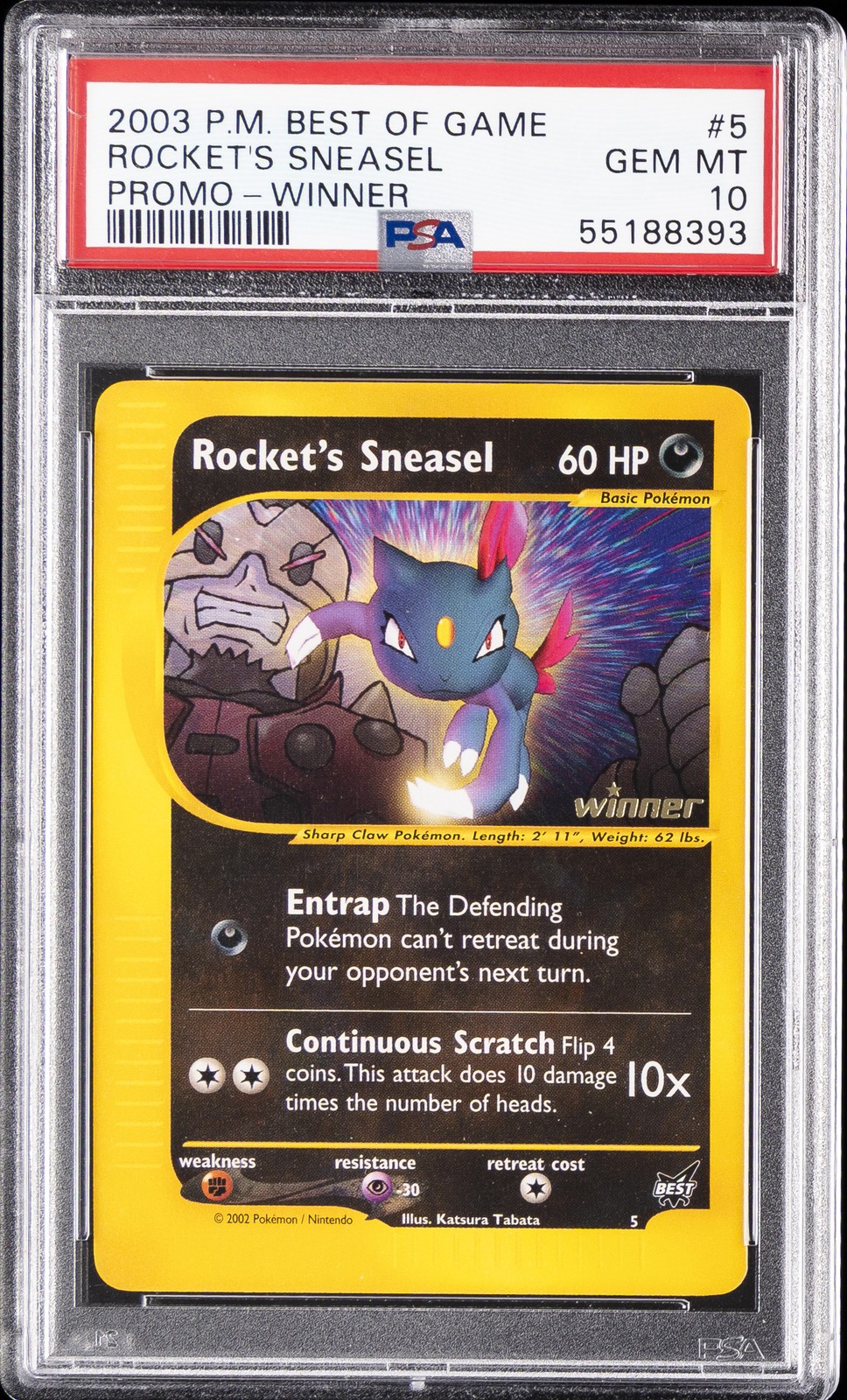 2003 Pokemon Best of Game Promo Rocket's Sneasel Winner 5