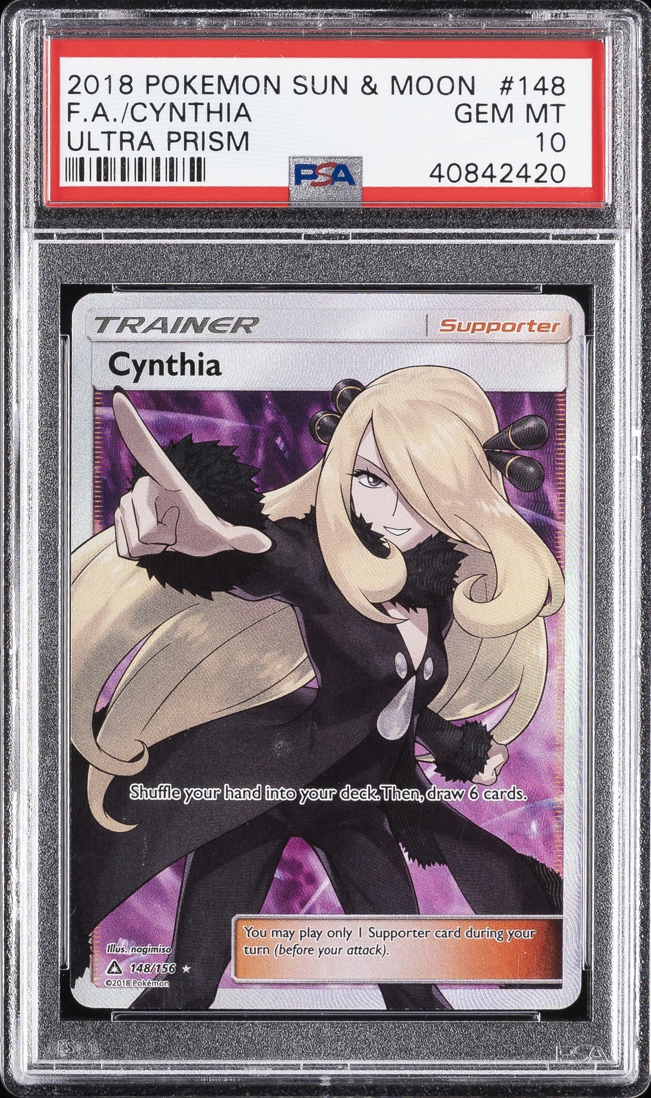2018 Pokemon Sun & Moon Ultra Prism Full Art/Cynthia 148