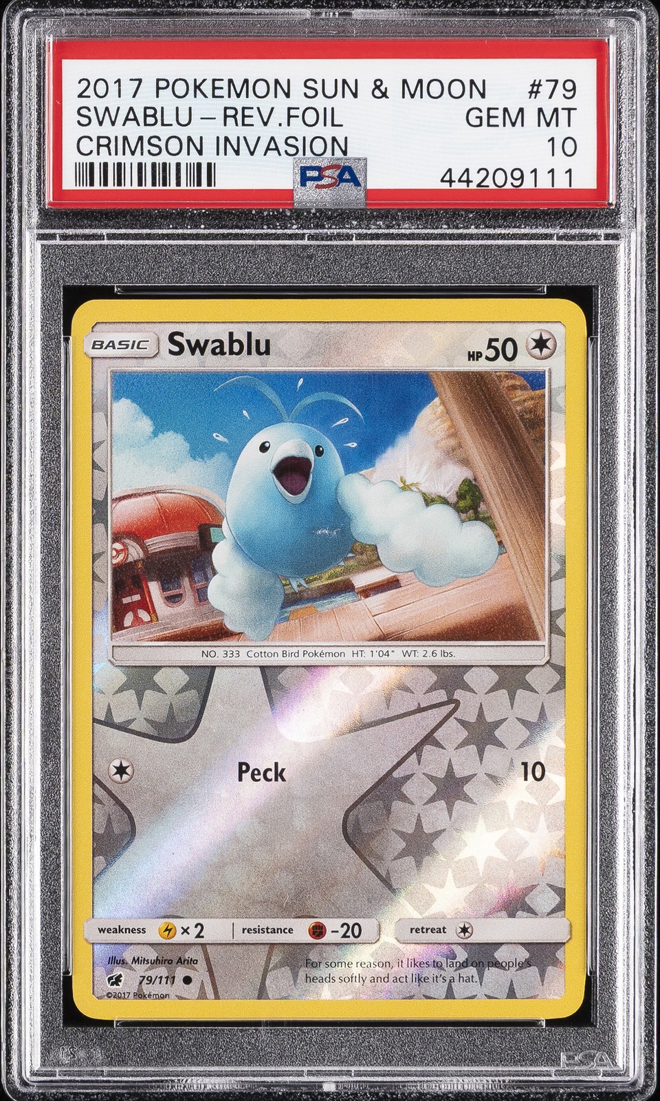 2017 Pokemon Sun & Moon Crimson Invasion Swablu-Reverse Foil 79