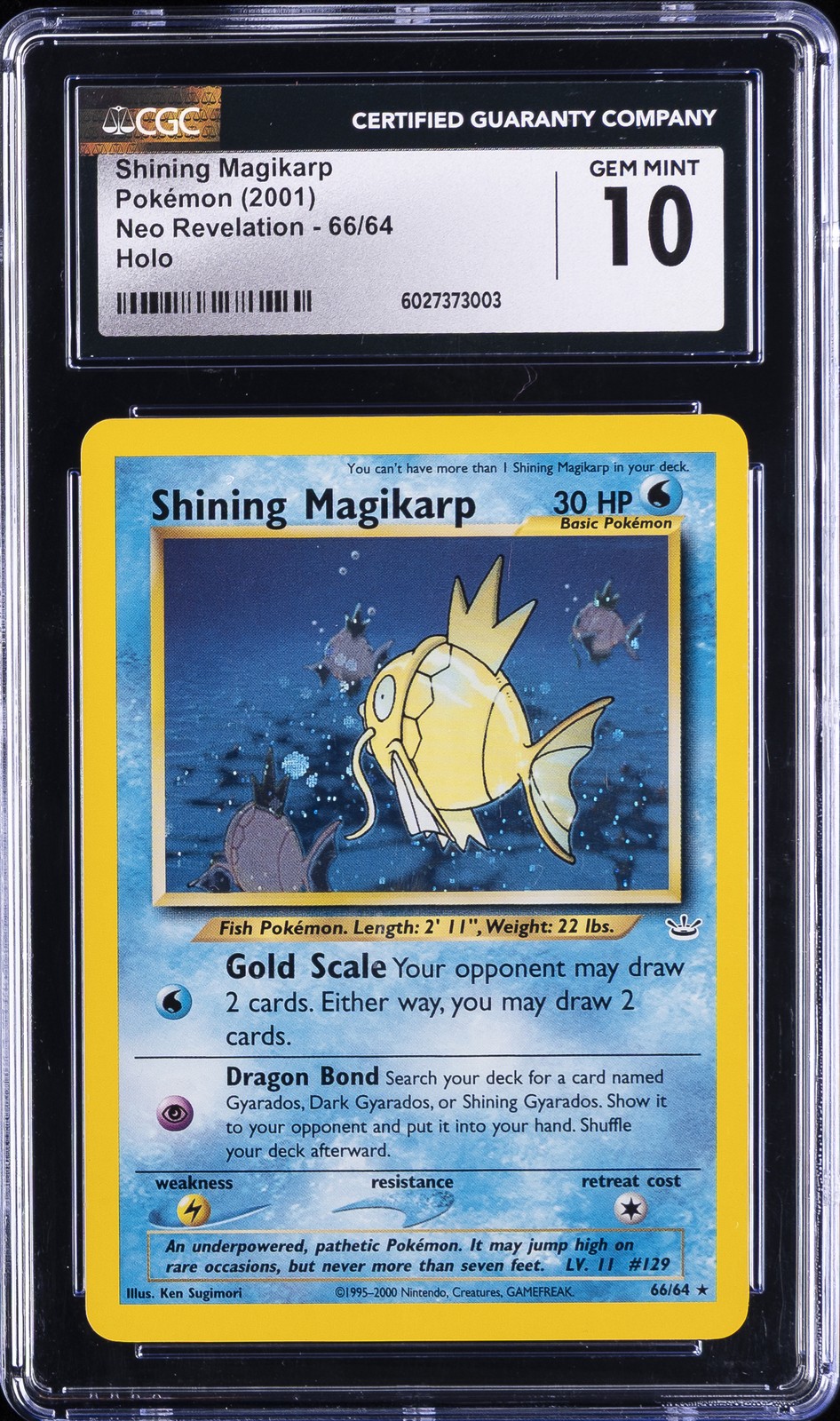 2001 Neo Revelation - Unlimited - English Shining Magikarp Secret Rare Holo 66/64