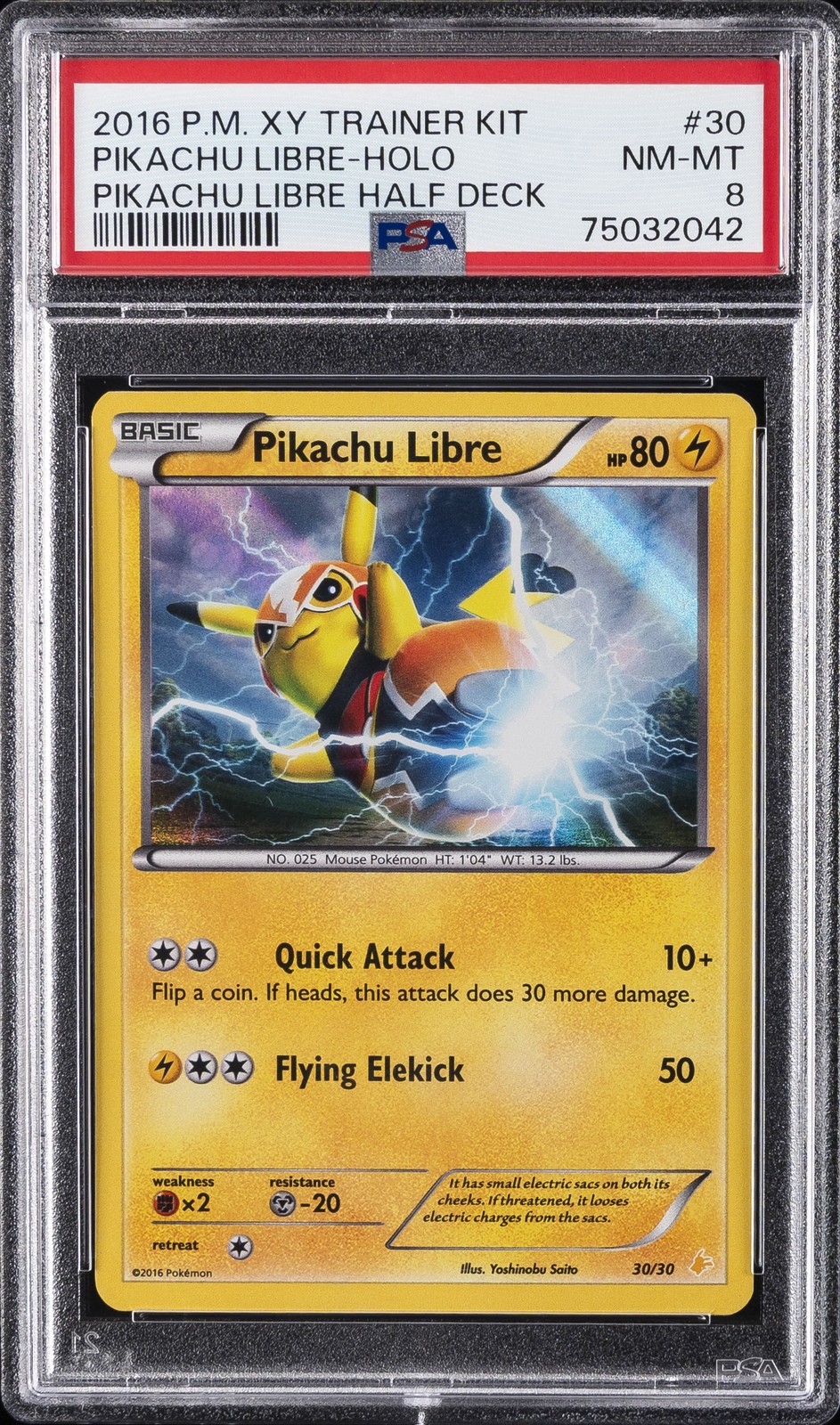 2016 Pokemon XY Trainer Kit Pikachu Libre Half Deck Pikachu Libre-Holo 30