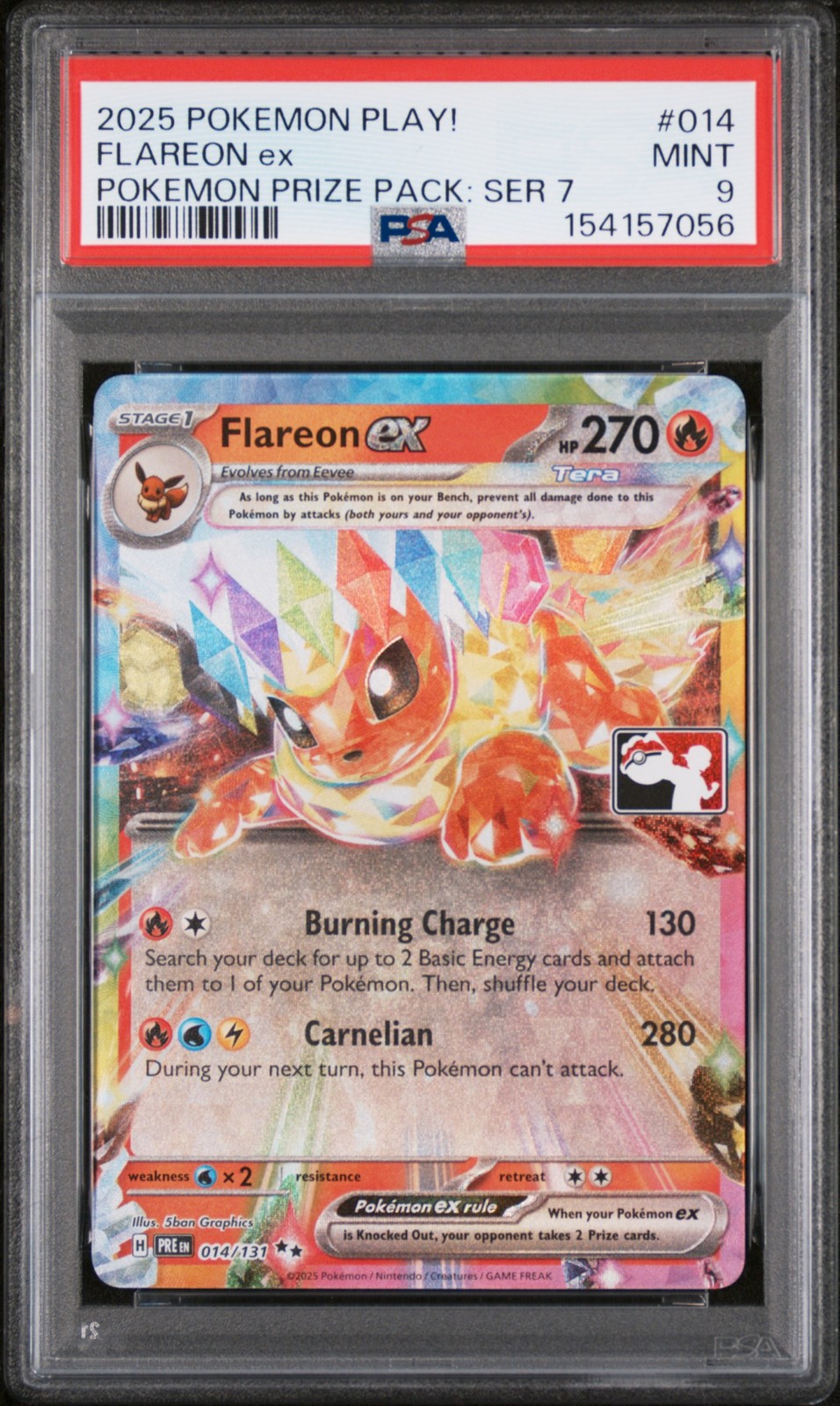 2025 Pokemon Play! Pokemon Prize Pack: Series 7 Flareon EX 014