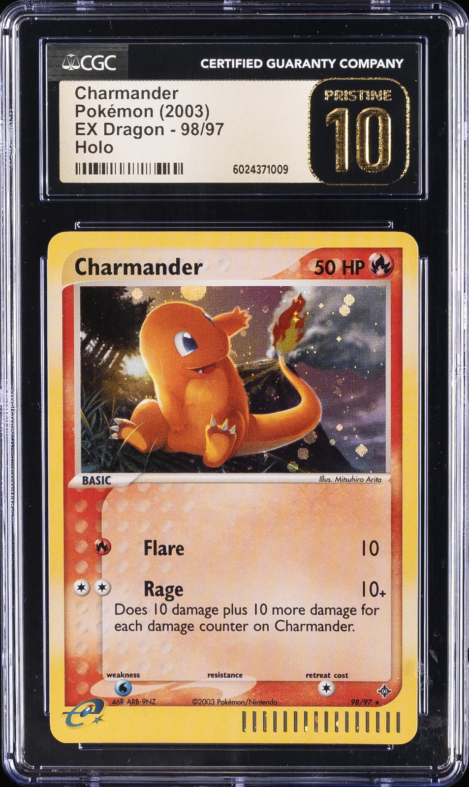 2003 EX Dragon (2003 Copyright, w/ "e" Symbol) - English Charmander Secret Rare Holo 98/97