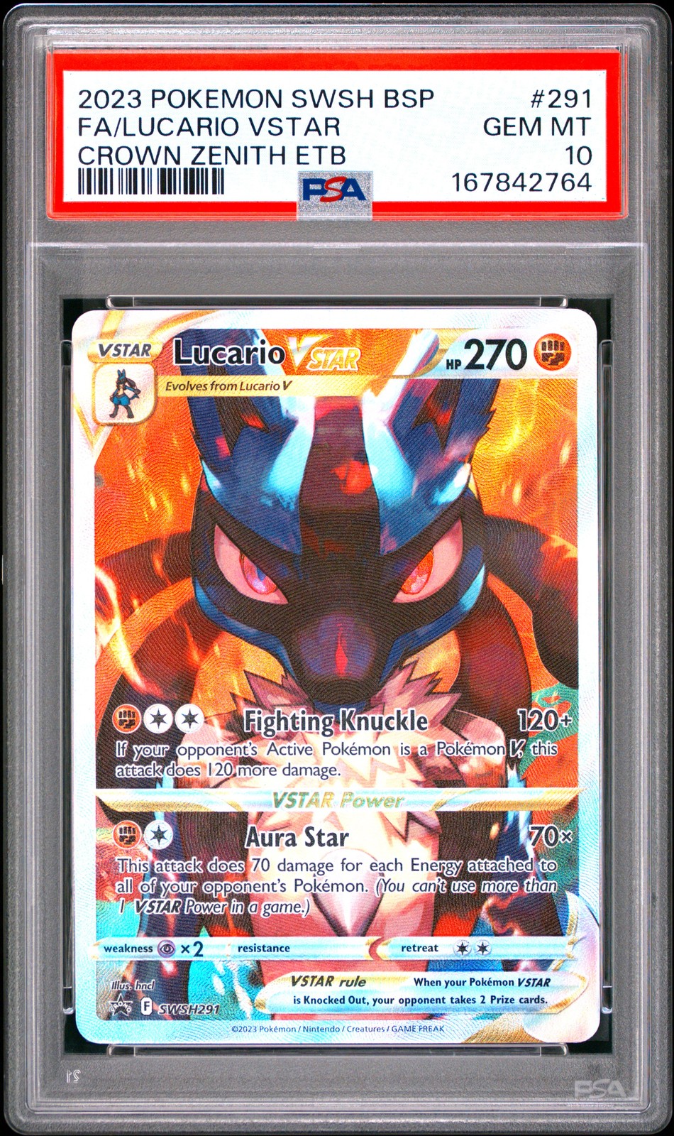 2023 Pokemon Swsh Black Star Promo Full Art/Lucario Vstar Crown Zenith Elite Trainer Box 291