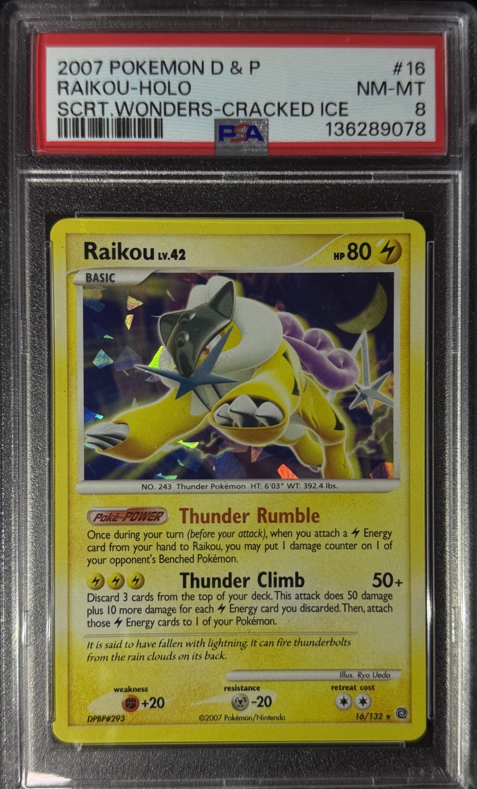 2007 Pokemon Diamond & Pearl Secret Wonders Raikou-Holo Cracked Ice 16