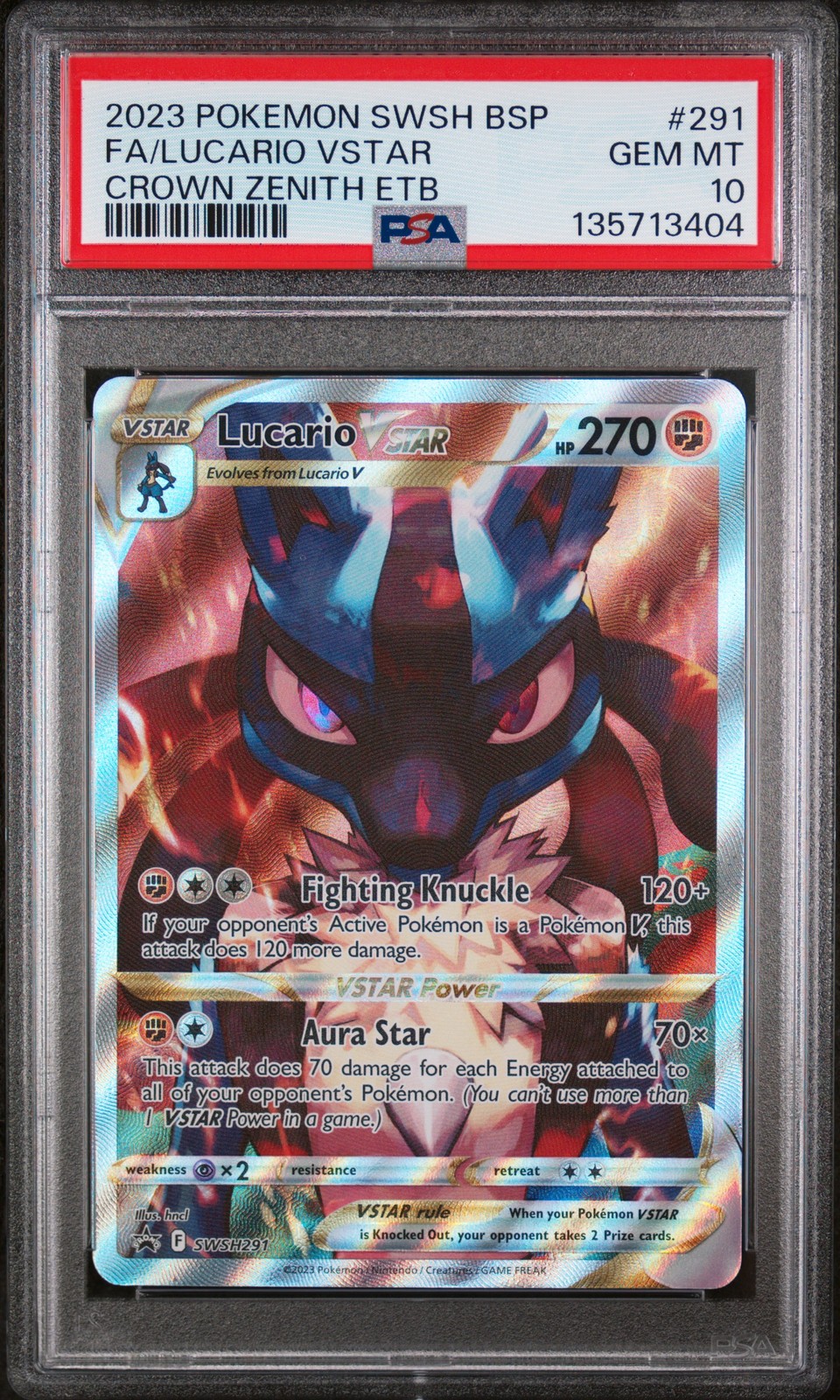 2023 Pokemon Swsh Black Star Promo Full Art/Lucario Vstar Crown Zenith Elite Trainer Box 291