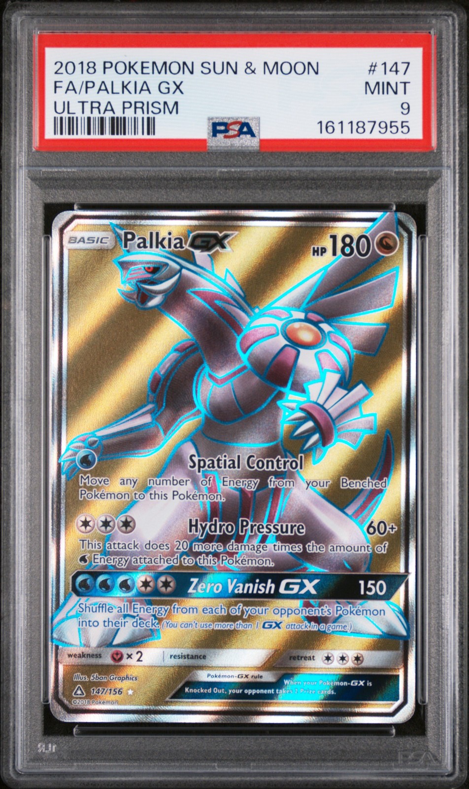 2018 Pokemon Sun & Moon Ultra Prism Full Art/Palkia GX 147