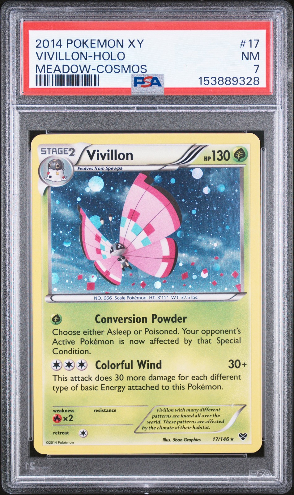 2014 Pokemon XY Vivillon-Holo Meadow-Cosmos 17