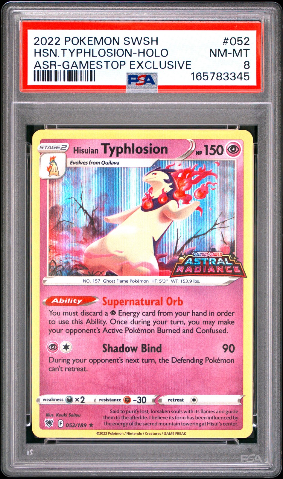 2022 Pokemon Sword & Shield Astral Radiance Hisuian Typhlosion-Holo Gamestop Exclusive 052