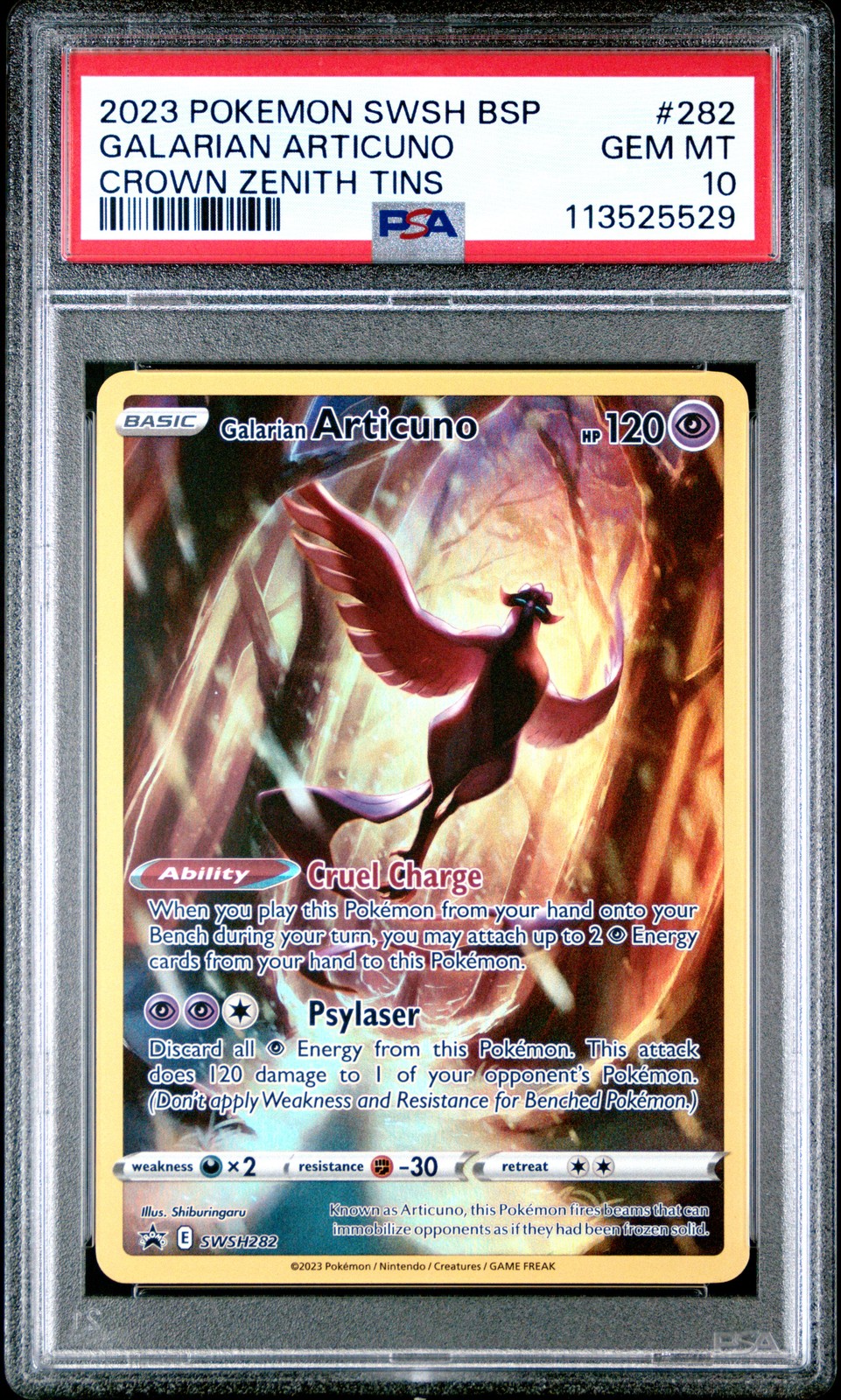 2023 Pokemon Swsh Black Star Promo Galarian Articuno Crown Zenith Tin 282