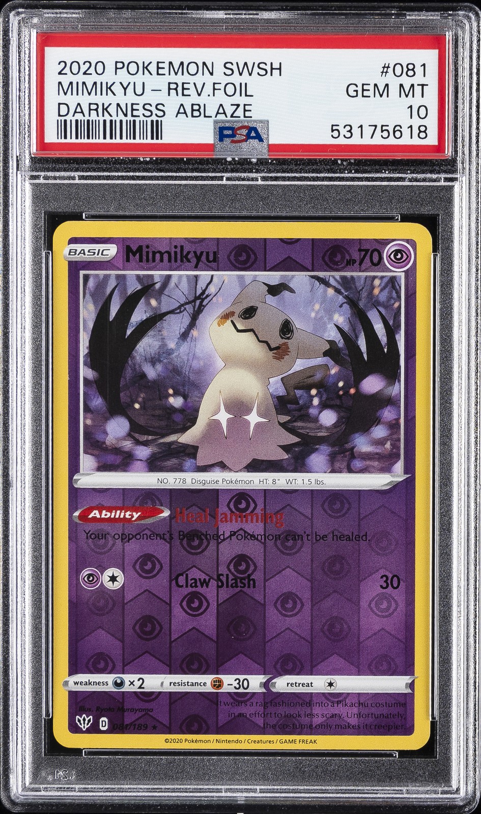 2020 Pokemon Sword & Shield Darkness Ablaze Mimikyu-Reverse Foil 081