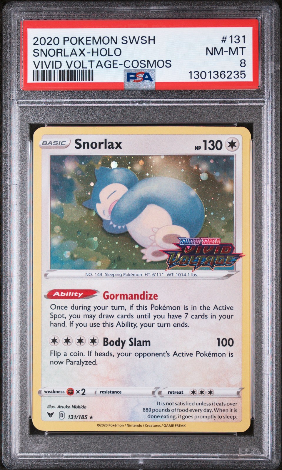 2020 Pokemon Sword & Shield Vivid Voltage Snorlax-Holo Cosmos 131