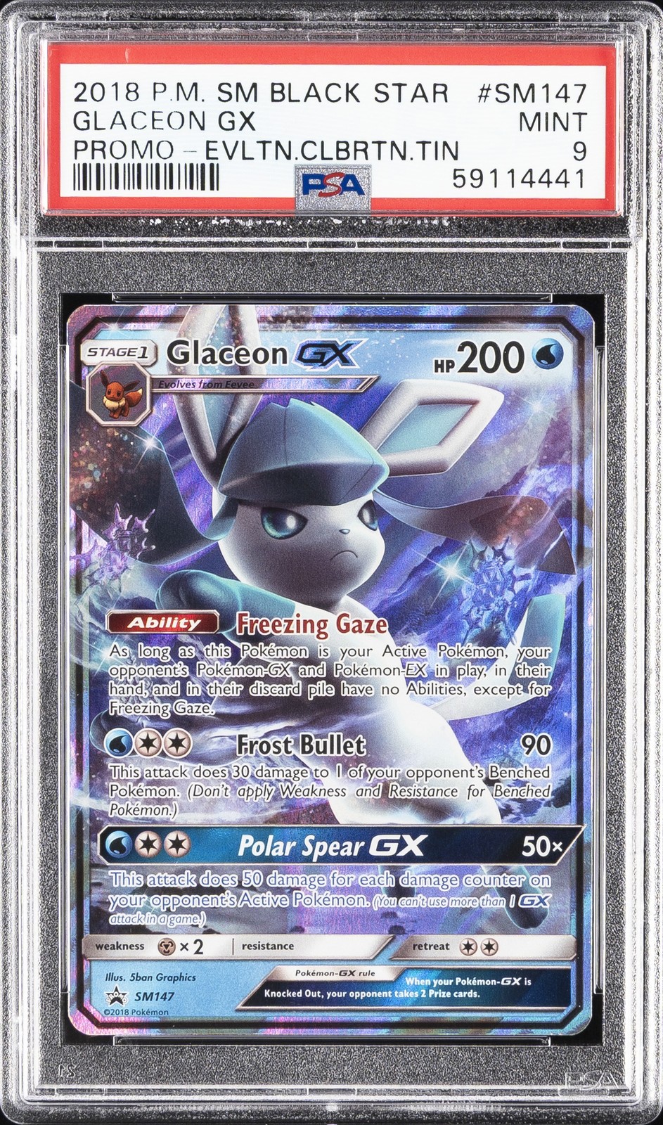 2018 Pokemon SM Black Star Promo Glaceon GX Evolution Celebration Tin SM147