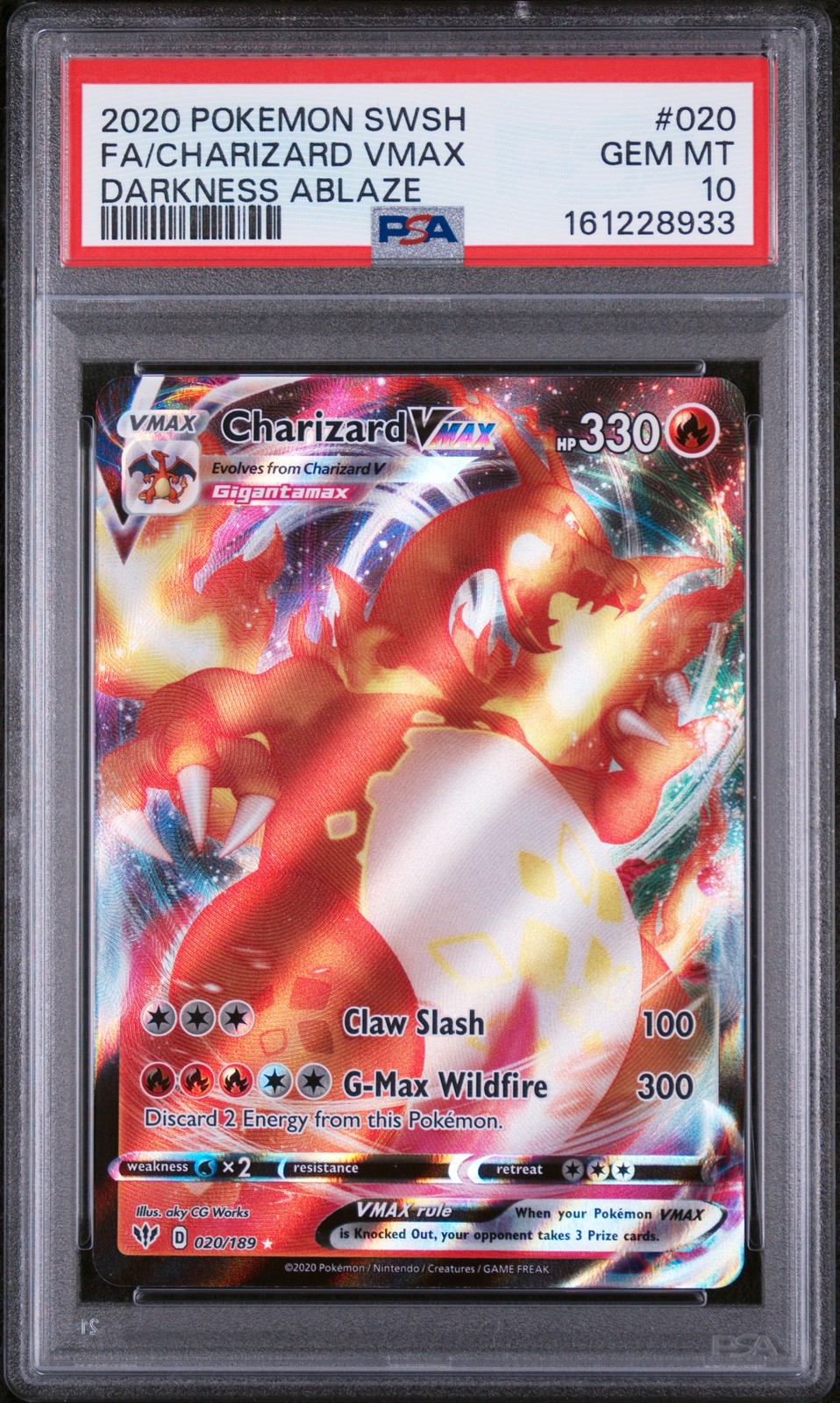 2020 Pokemon Sword & Shield Darkness Ablaze Full Art/Charizard Vmax 020
