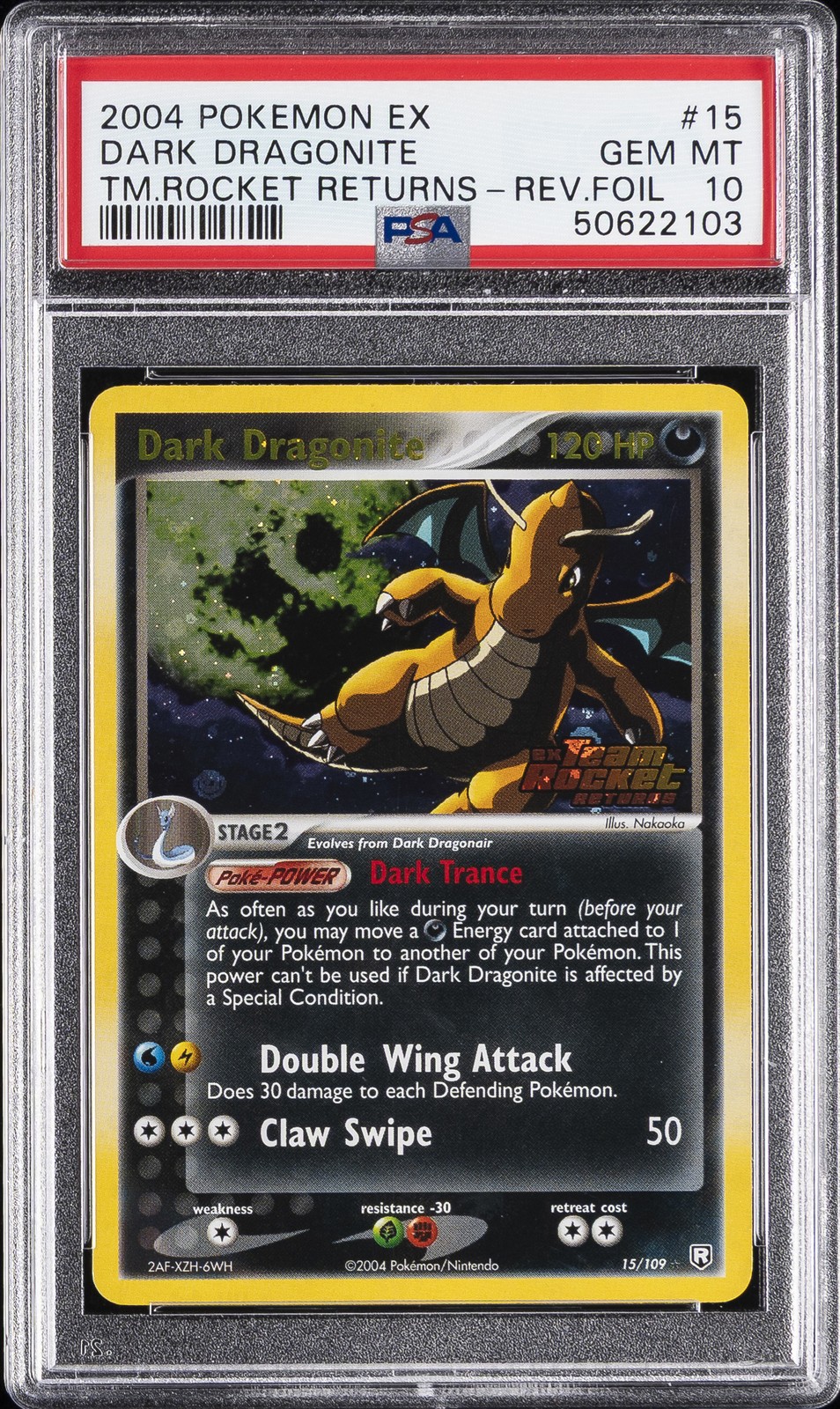 2004 Pokemon EX Team Rocket Returns Dark Dragonite-Reverse Foil 15