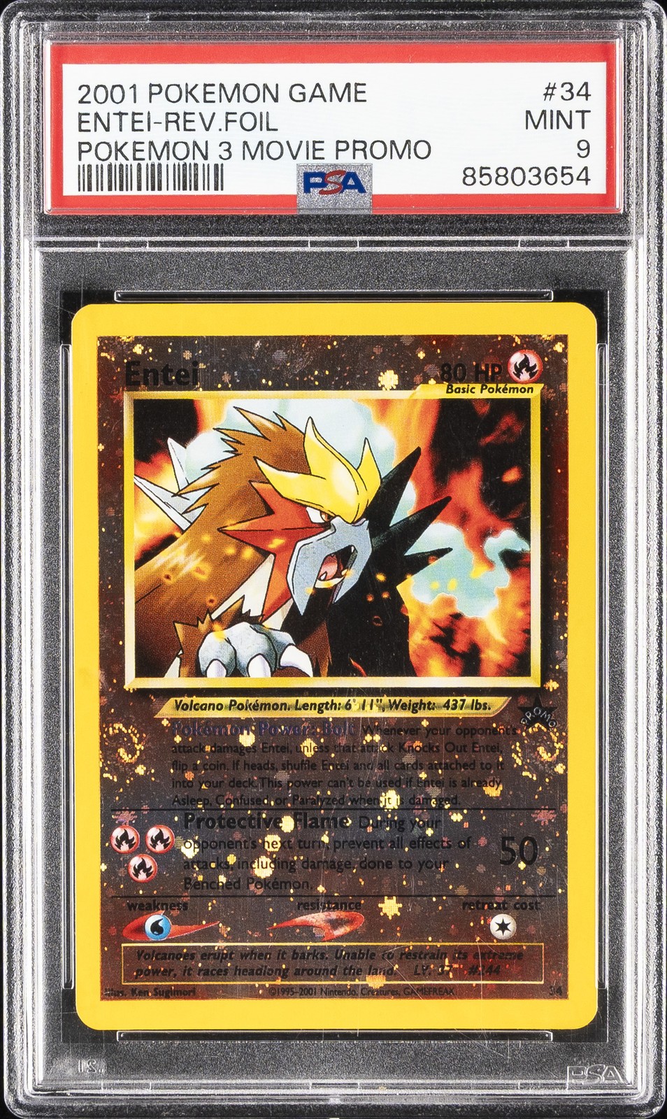 2001 Pokemon Game Movie Entei-Reverse Foil Pokemon 3 Movie Promo 34