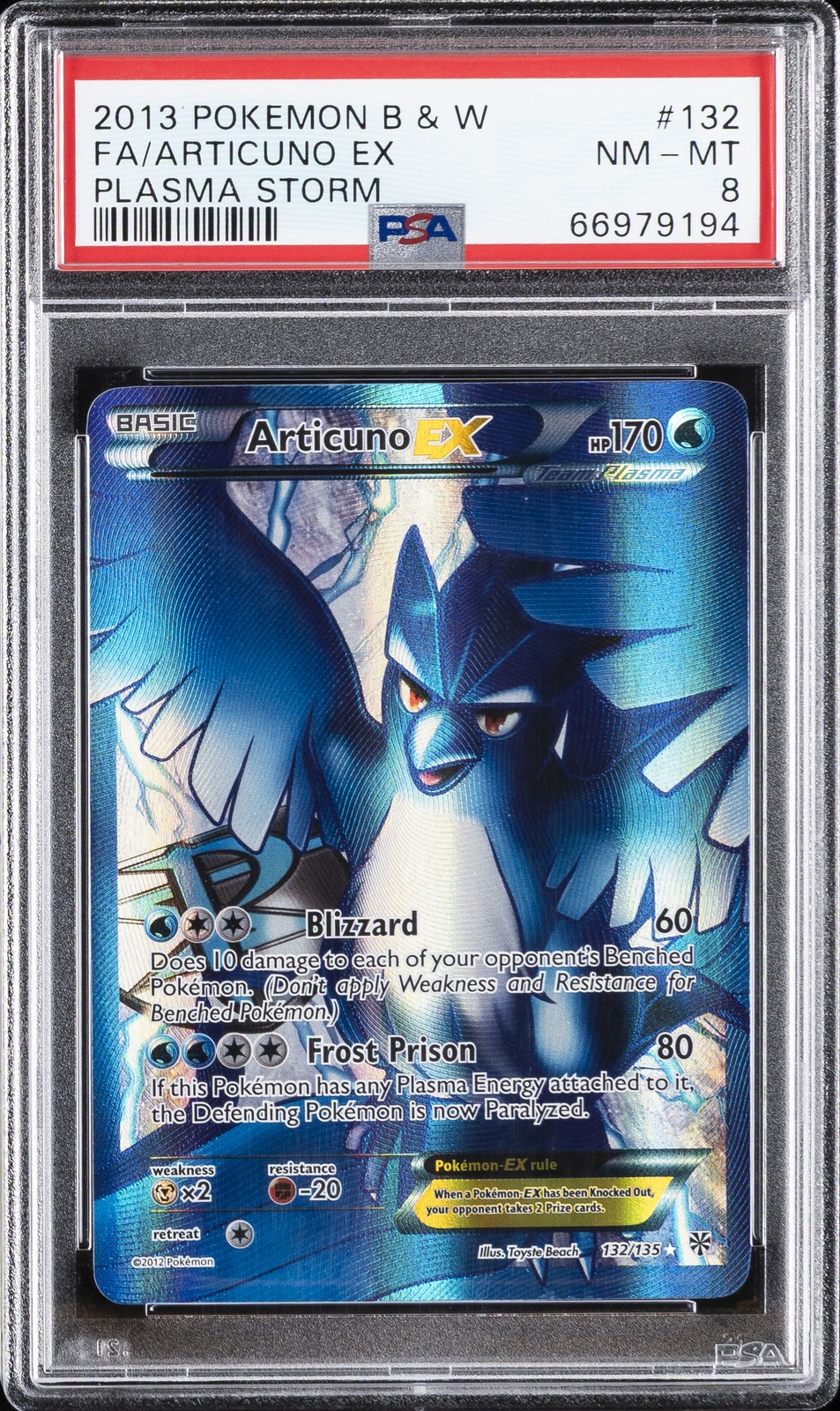 2013 Pokemon Black & White Plasma Storm Full Art/Articuno EX 132