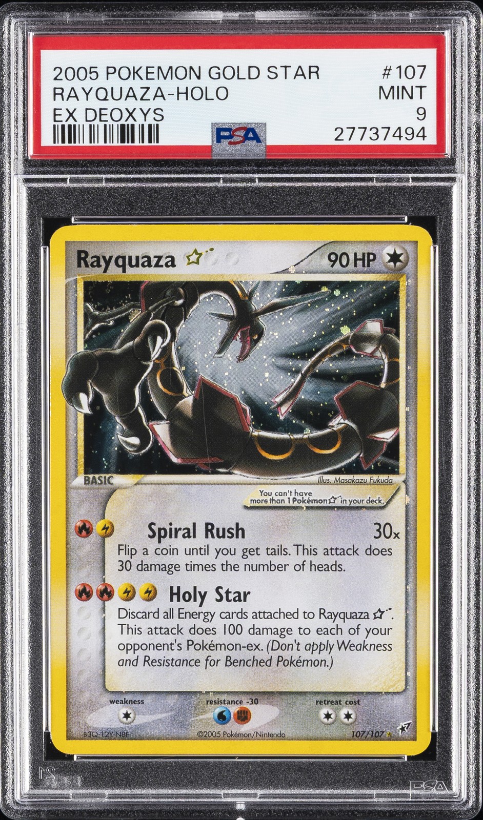 2005 Pokemon EX Deoxys Rayquaza-Holo Gold Star 107