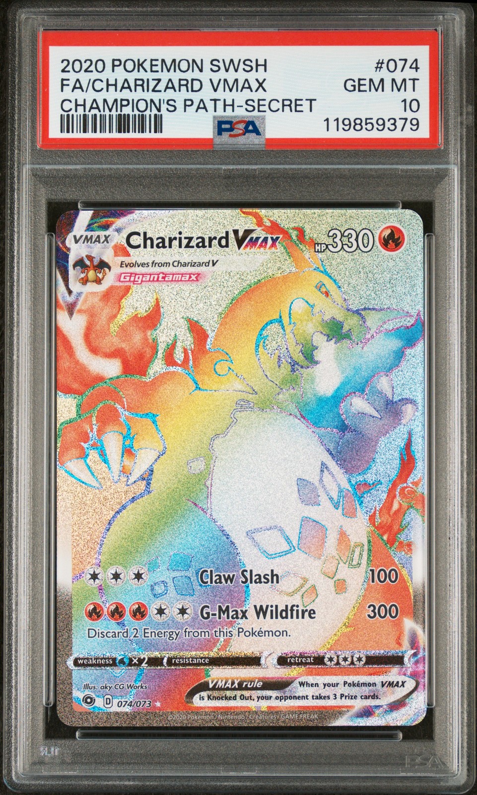2020 Pokemon Sword & Shield Champion's Path Full Art/Charizard Vmax Secret 074