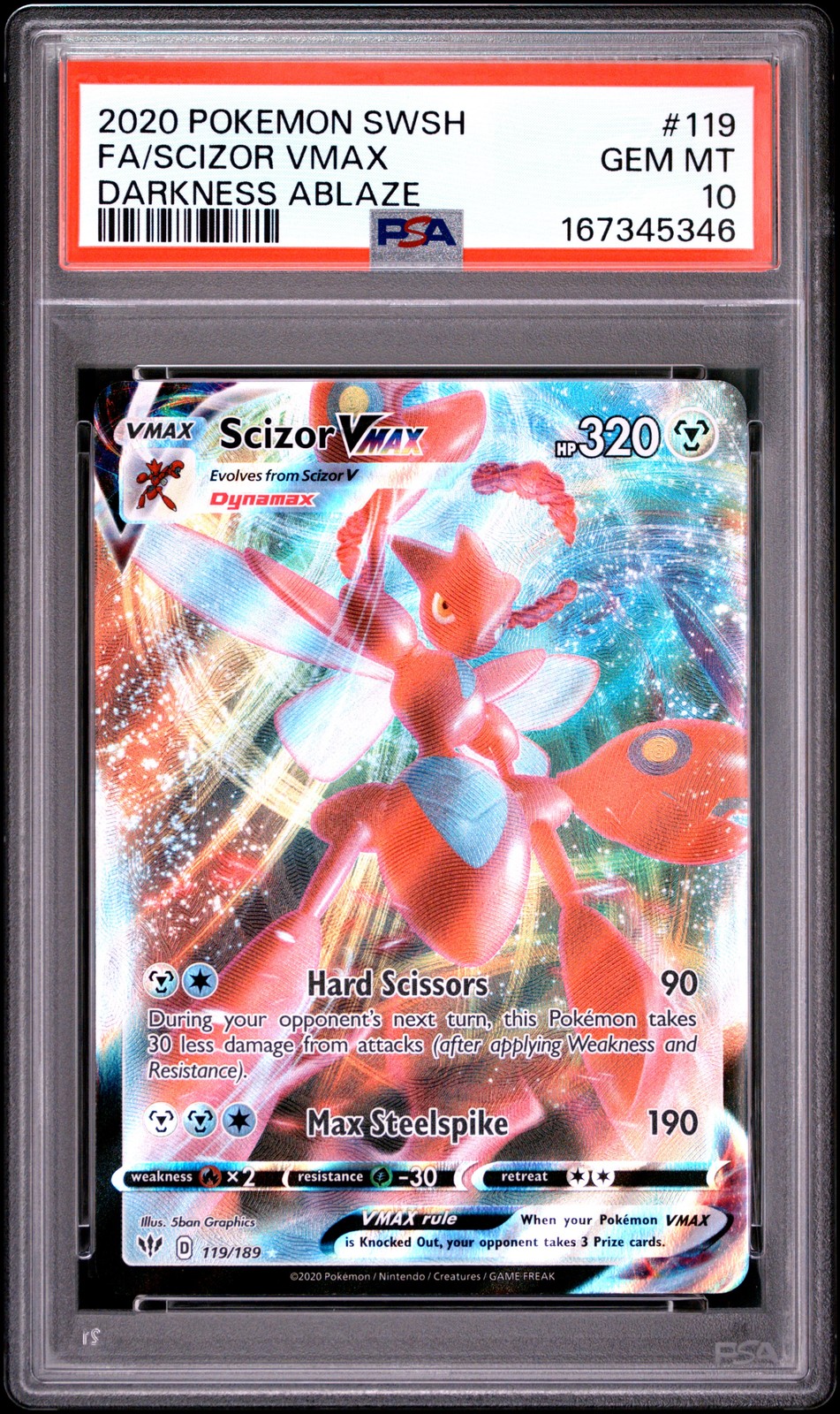 2020 Pokemon Sword & Shield Darkness Ablaze Full Art/Scizor Vmax 119
