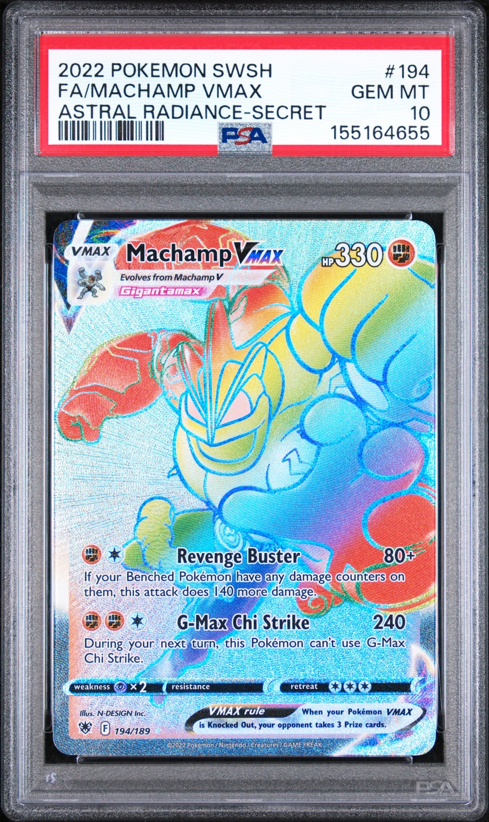 2022 Pokemon Sword & Shield Astral Radiance Full Art/Machamp Vmax Secret 194