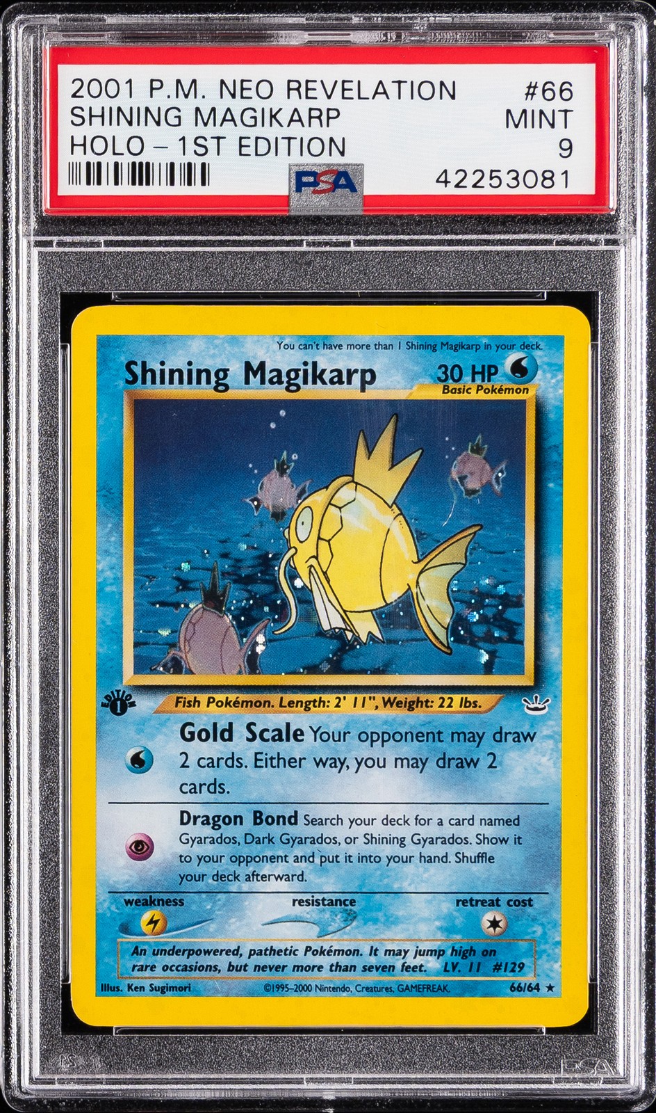 2001 Pokemon Neo Revelation Shining Magikarp-Holo 1st Edition 66