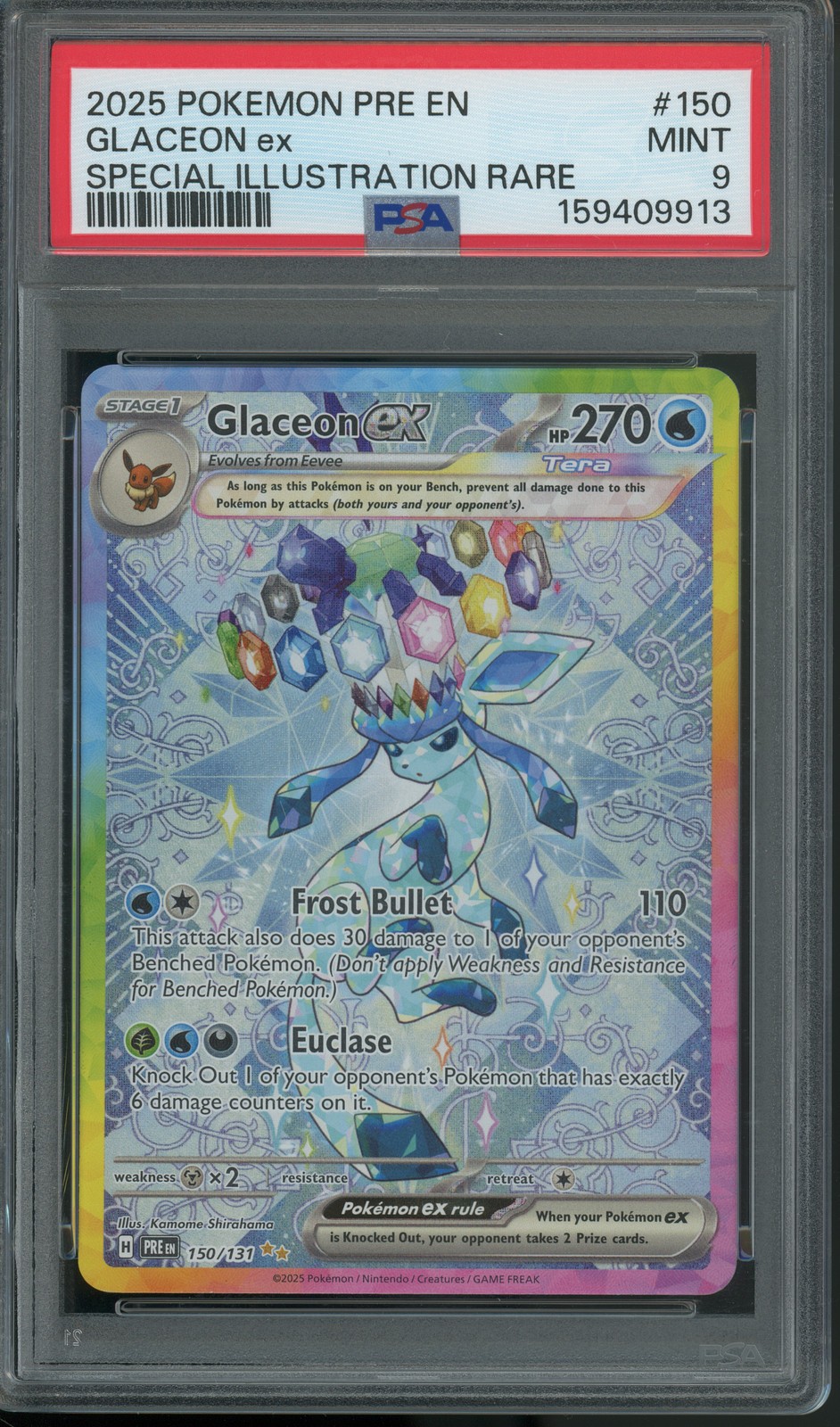 2025 Pokemon Pre EN-Prismatic Evolutions Glaceon EX Special Illustration Rare 150