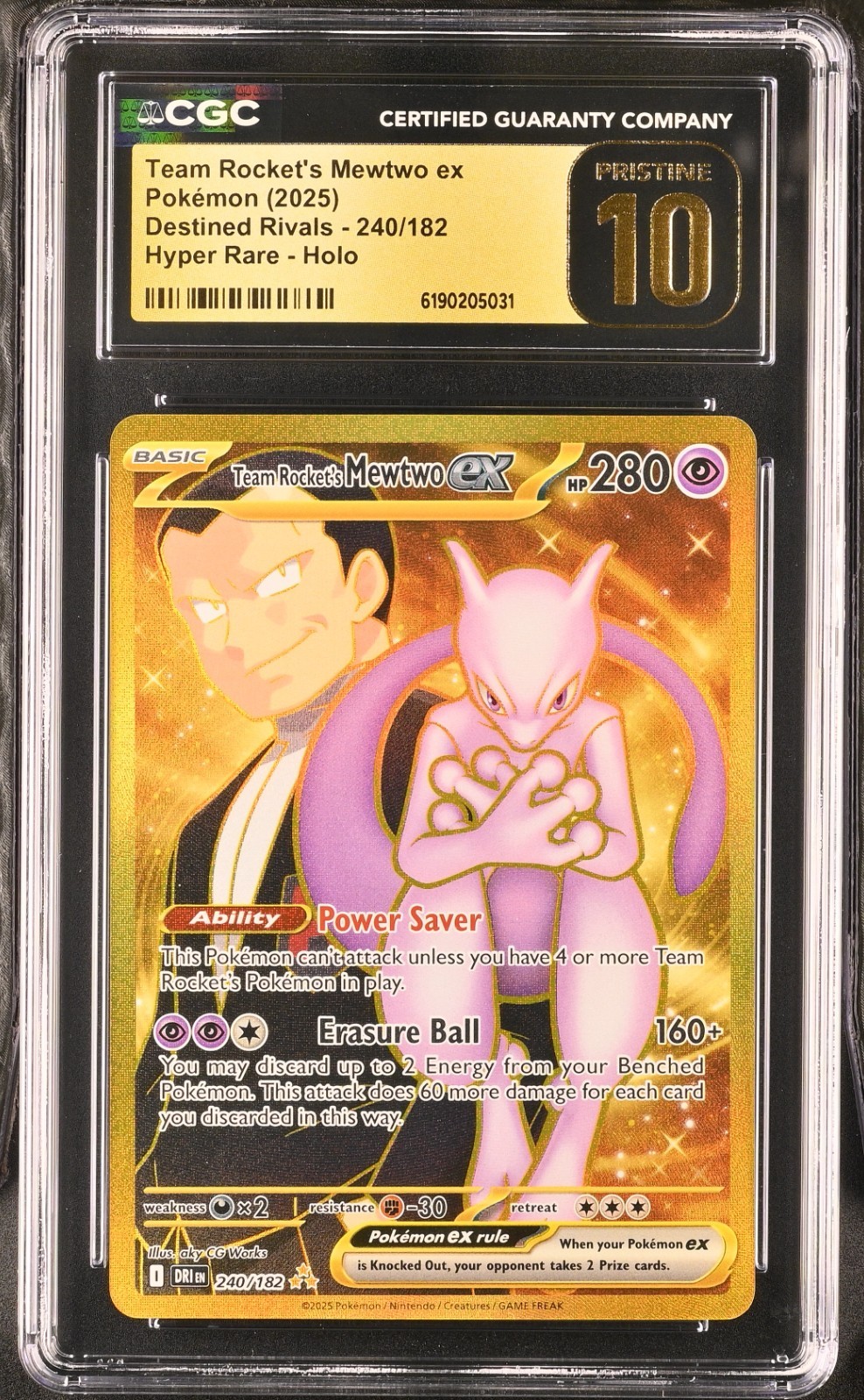 2025 Destined Rivals - DRI EN - English Team Rocket's Mewtwo ex Hyper Rare Holo 240/182