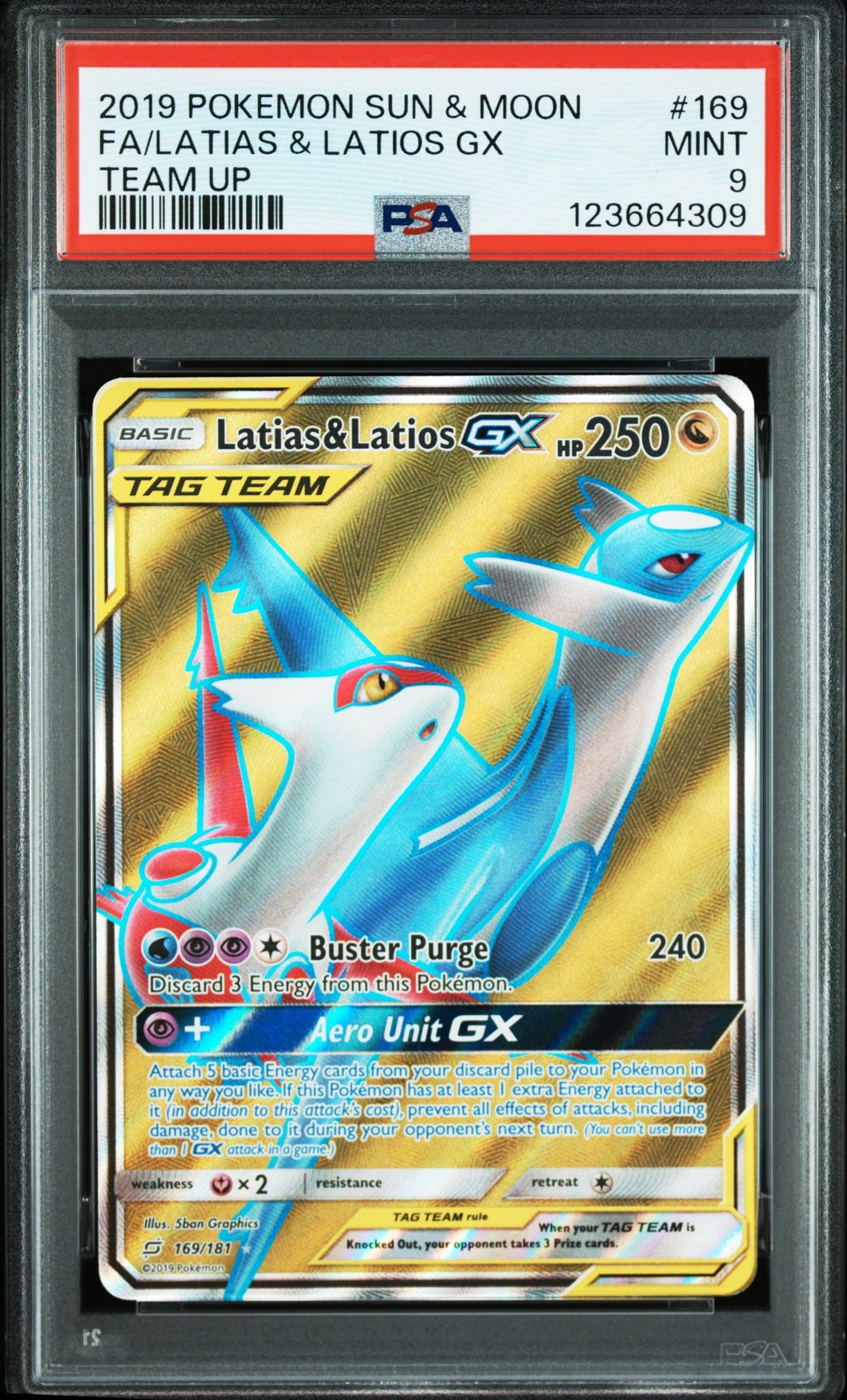 2019 Pokemon Sun & Moon Team Up Full Art/Latias & Latios GX 169