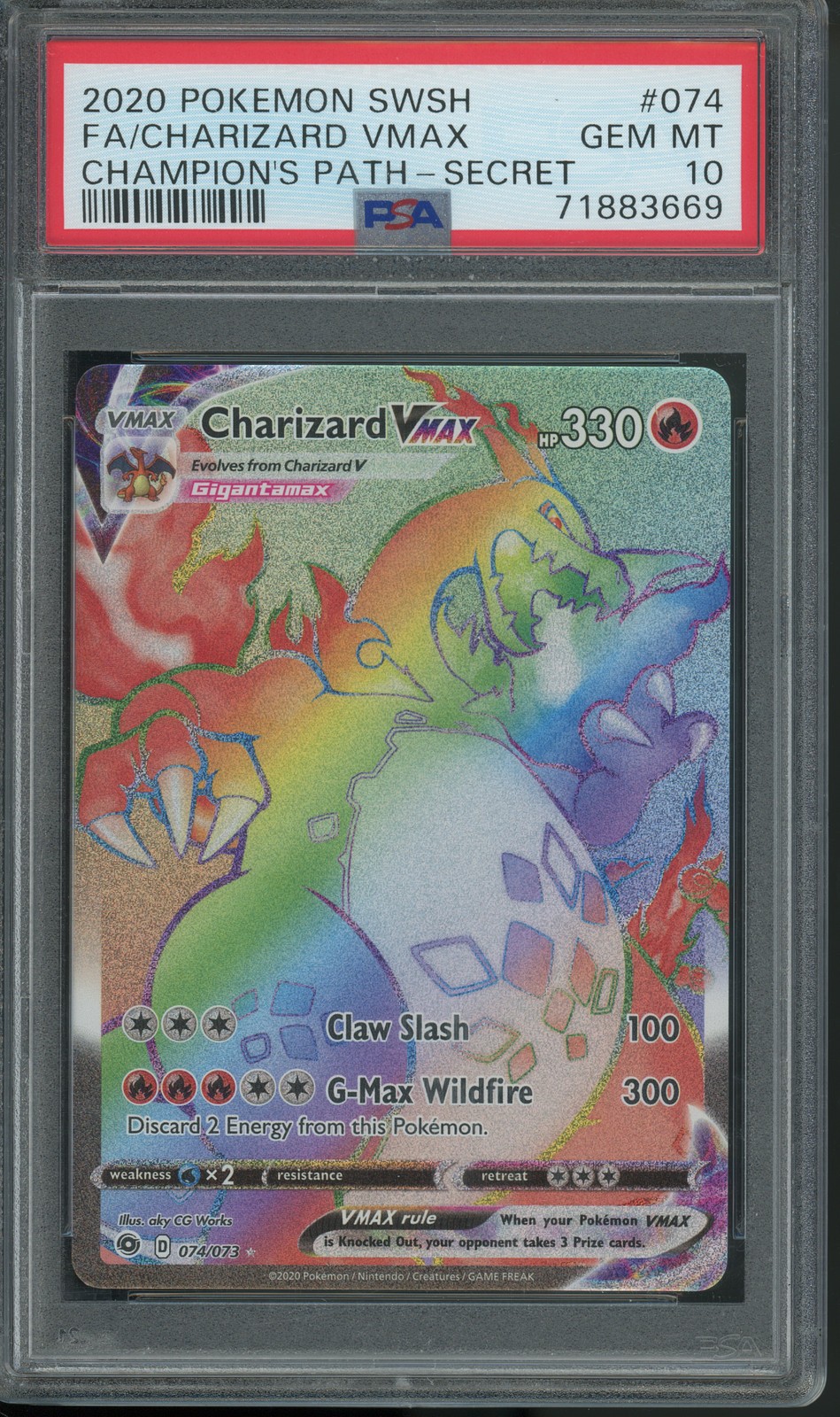 2020 Pokemon Sword & Shield Champion's Path Full Art/Charizard Vmax Secret 074