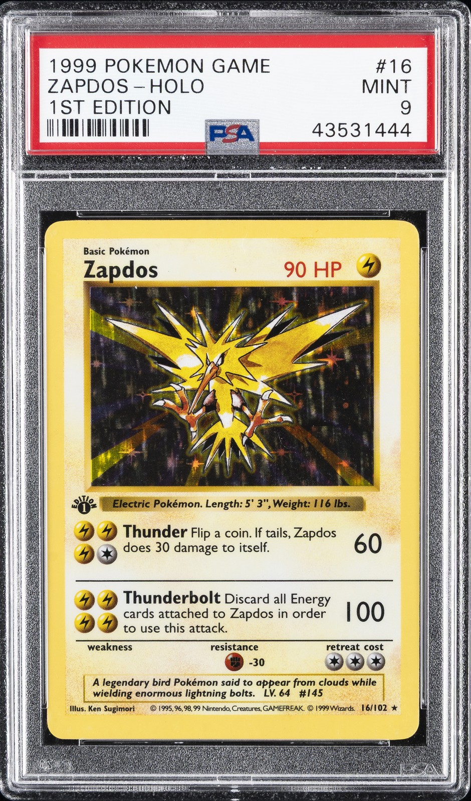 1999 Pokemon Game Zapdos-Holo 1st Edition 16