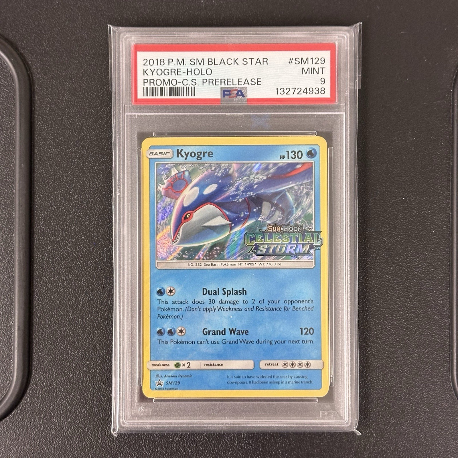 2018 Pokemon SM Black Star Promo Kyogre-Holo Celestial Storm Prerelease SM129