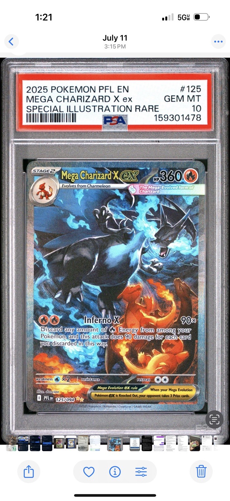 2025 Pokemon Pfl EN-Phantasmal Flames Mega Charizard X EX Special Illustration Rare 125