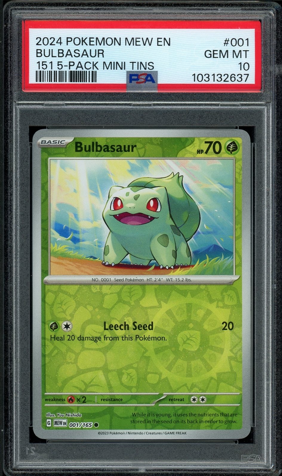 2024 Pokemon Mew EN-151 Bulbasaur 151 5-Pack Mini Tin 001