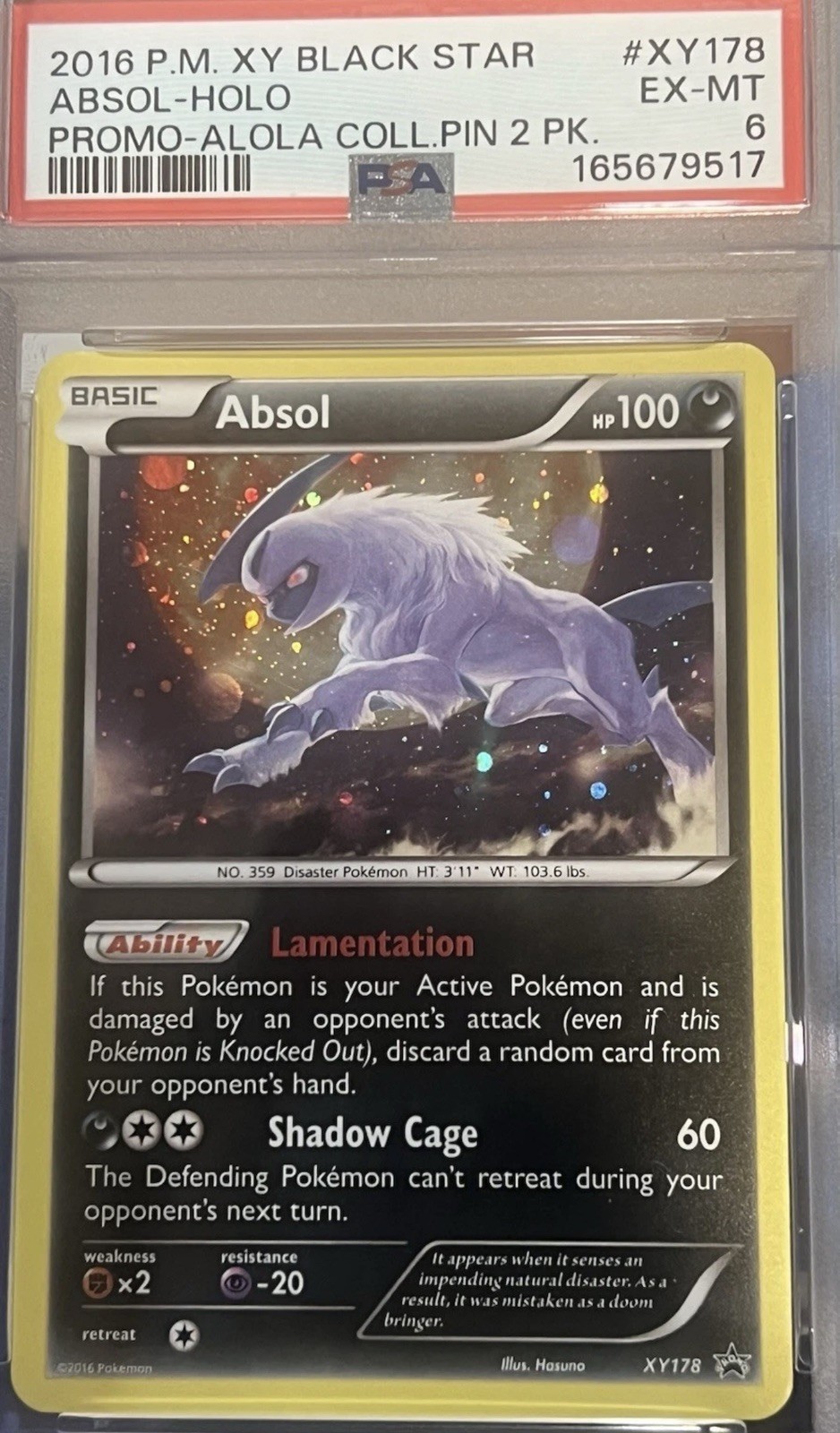2016 Pokemon XY Black Star Promo Absol-Holo Alola Collector's Pin 2 Pack Blister XY178