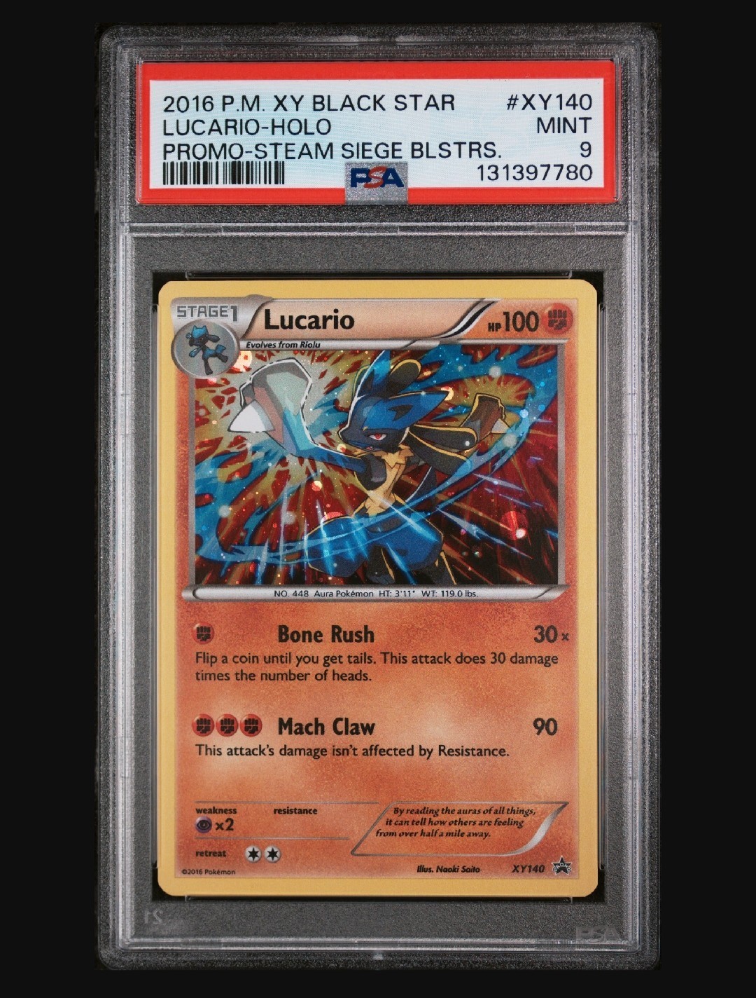 2016 Pokemon XY Black Star Promo Lucario-Holo Steam Siege Blisters XY140