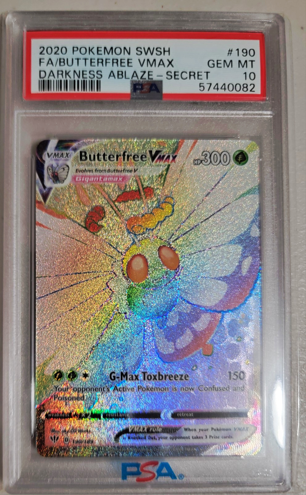 2020 Pokemon Sword & Shield Darkness Ablaze Full Art/Butterfree Vmax Secret 190